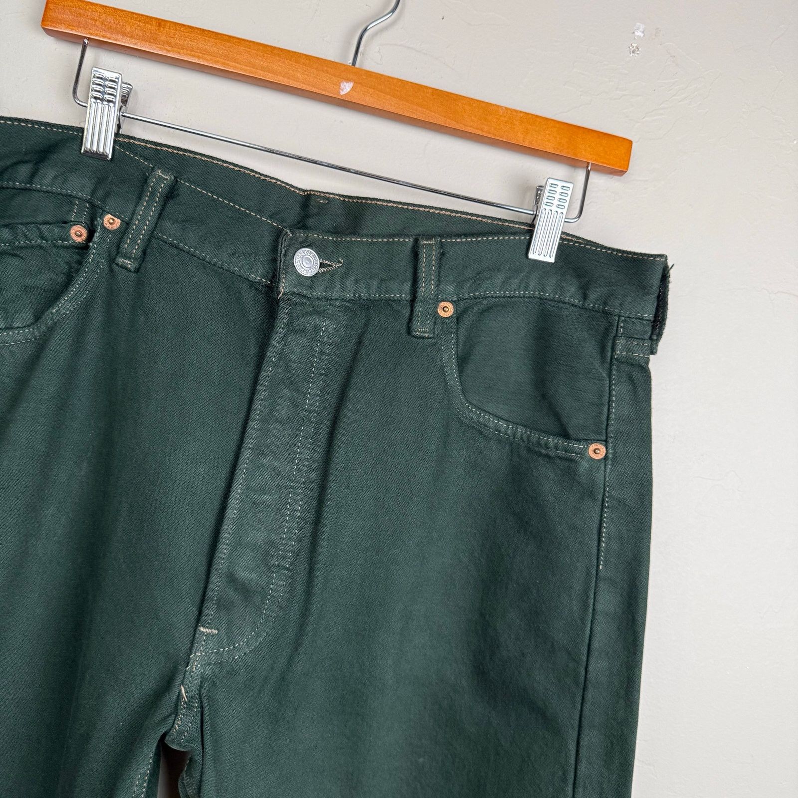 Levi's 90s Levi 501 Green Dyed Denim Button Fly Straight Jean 36x30 Size US 36 / EU 52 - 2 Thumbnail