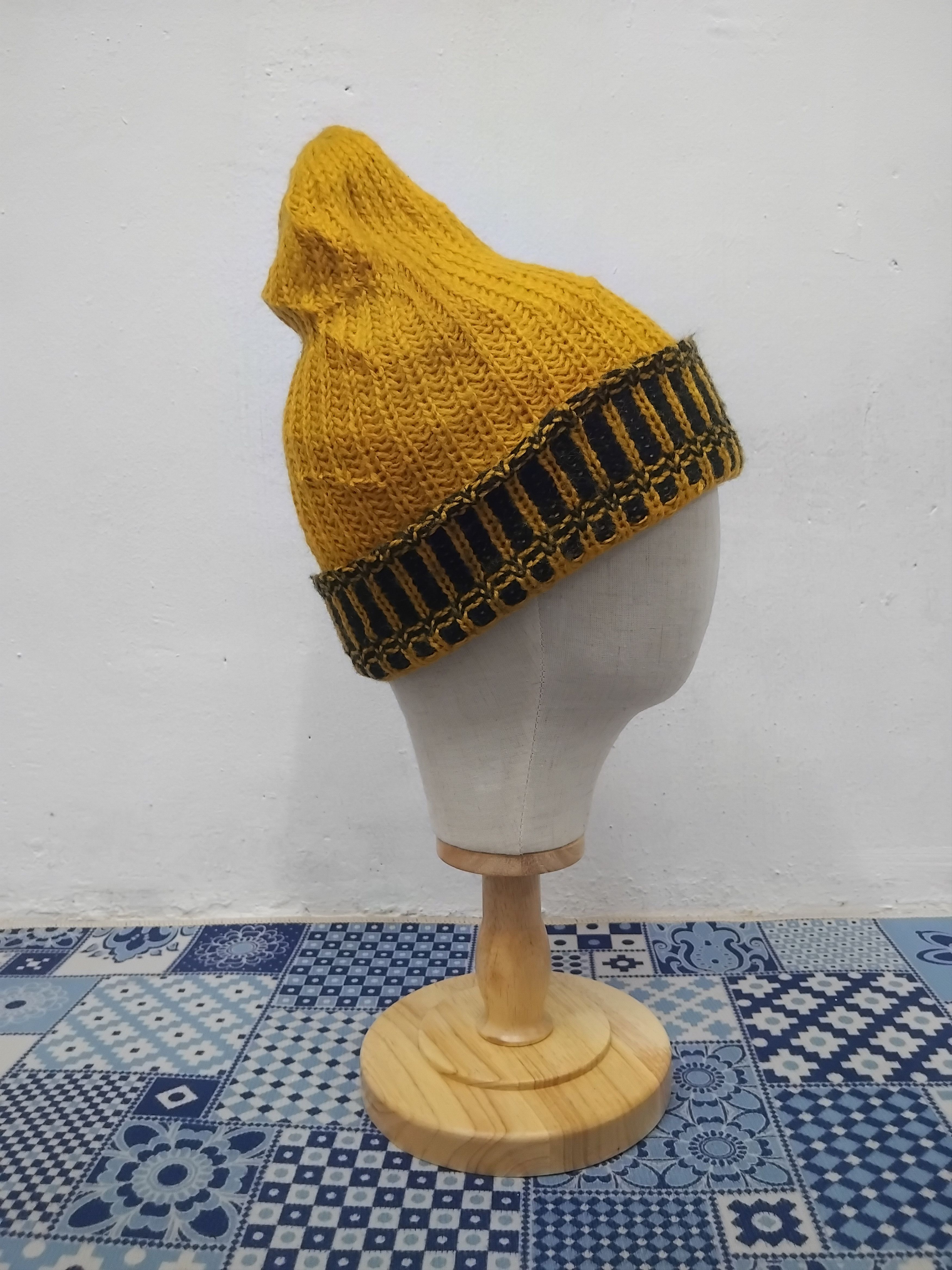 Japanese Brand Acrylic fibre yellow beanie Size ONE SIZE - 6 Thumbnail
