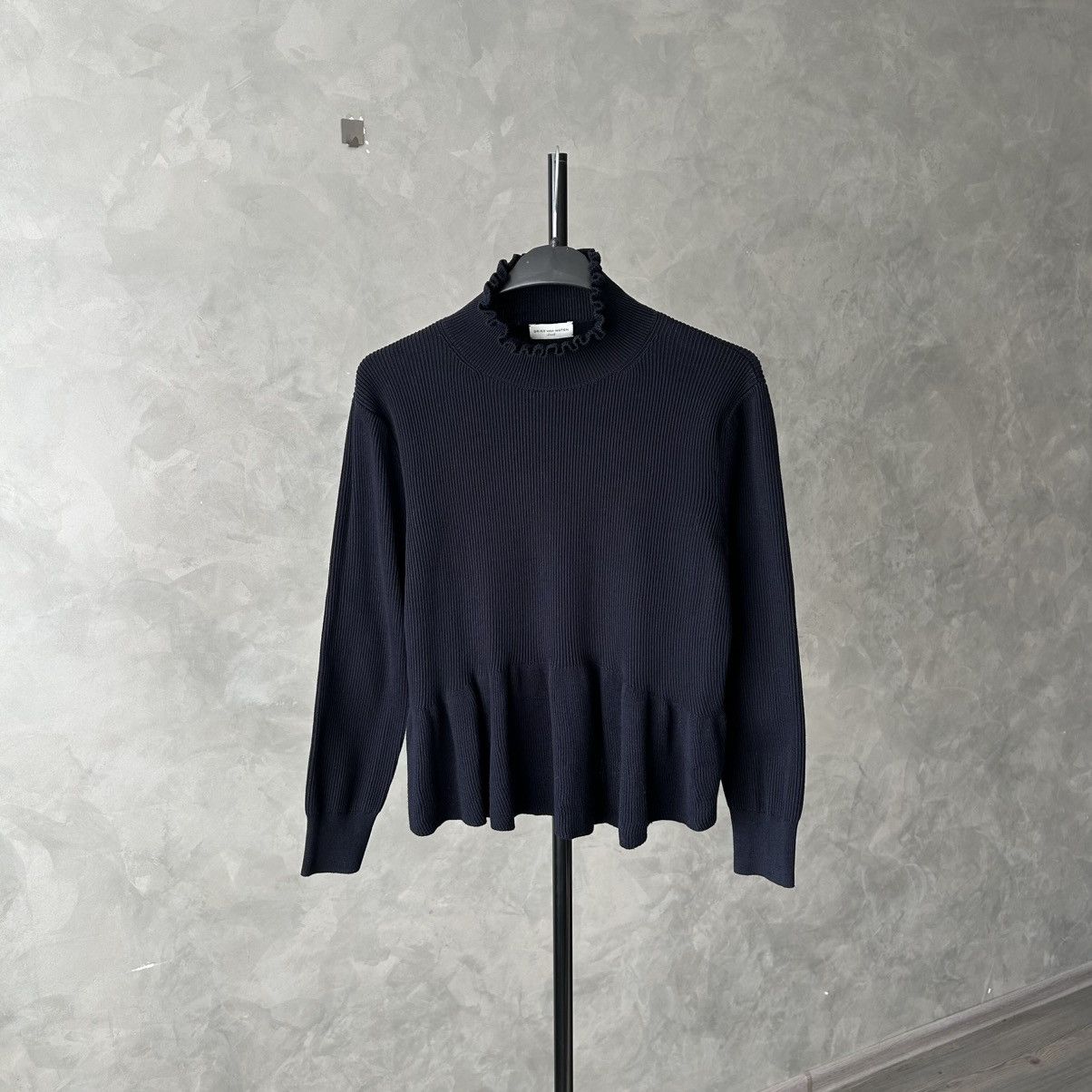 Dries Van Noten Dries Van Noten Ribbed Peplum Ruffle Neck Sweater I Size S / US 4 / IT 40 - 1 Thumbnail