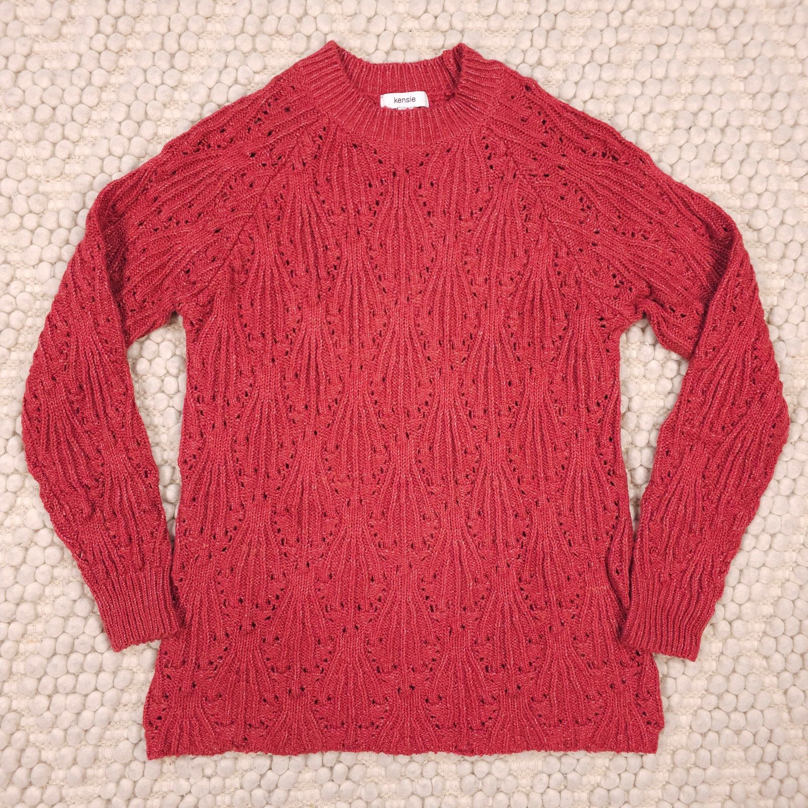 Other Kensie Nubby Textured Knit Sweater Red Sz Medium Size M / US 6-8 / IT 42-44 - 5 Thumbnail