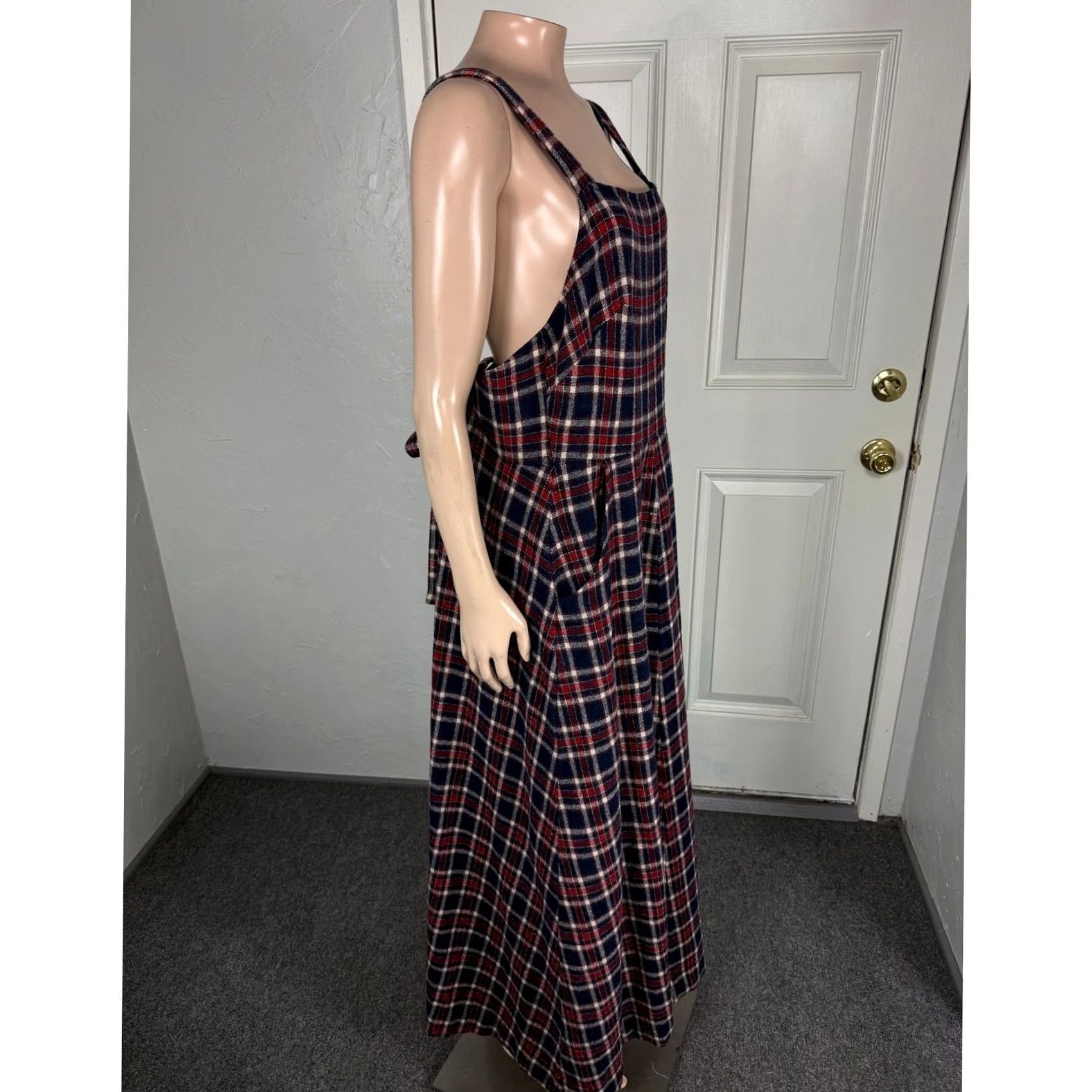 Vintage VINTAGE Lanz Originals Dress Wool Plaid Maxi Pockets Red 60s 70s Winter Ladies L Sleeveless Knit Square Neck Size L / US 10 / IT 46 - 6 Thumbnail