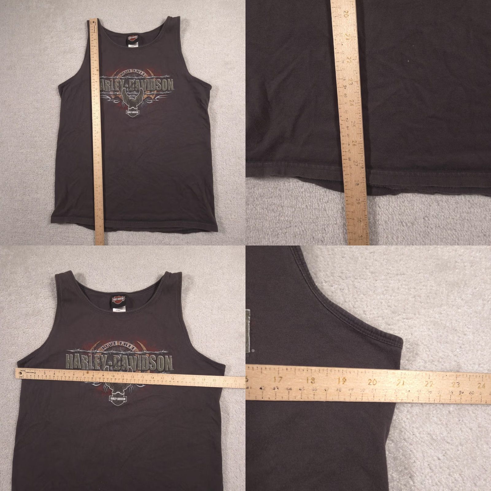 Harley Davidson Harley-Davidson Shirt Mens L Gray Sleeveless Live Free Yeager's Sedalia MO Graphic Print Jersey Cotton Regular Fit Shirt Mens Girls Boys Size US L / EU 52-54 / 3 - 8 Thumbnail