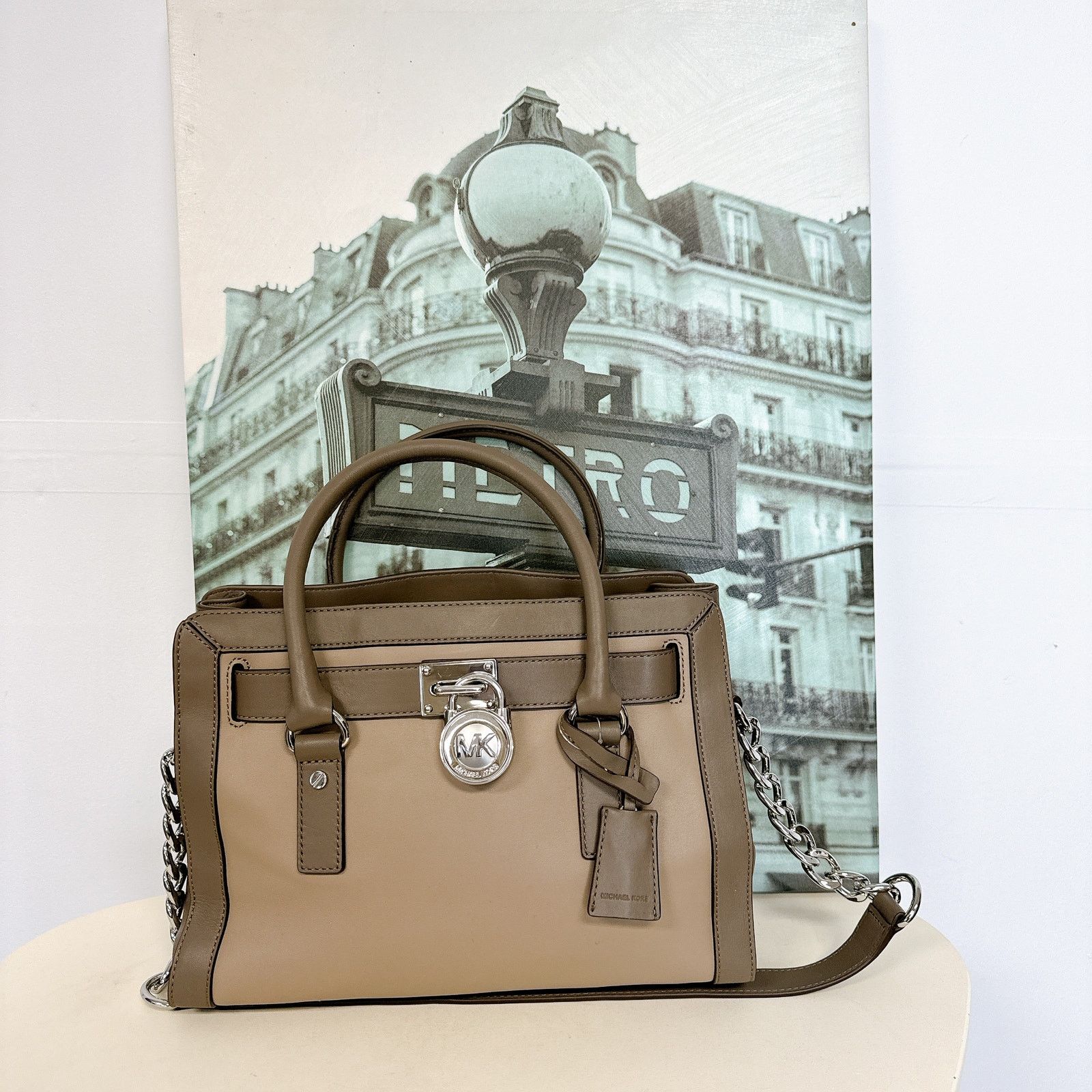 Michael Kors Michael Kors 30F5SHKS2T Hamilton Out Leather Satchel IN Dar Size ONE SIZE - 2 Thumbnail