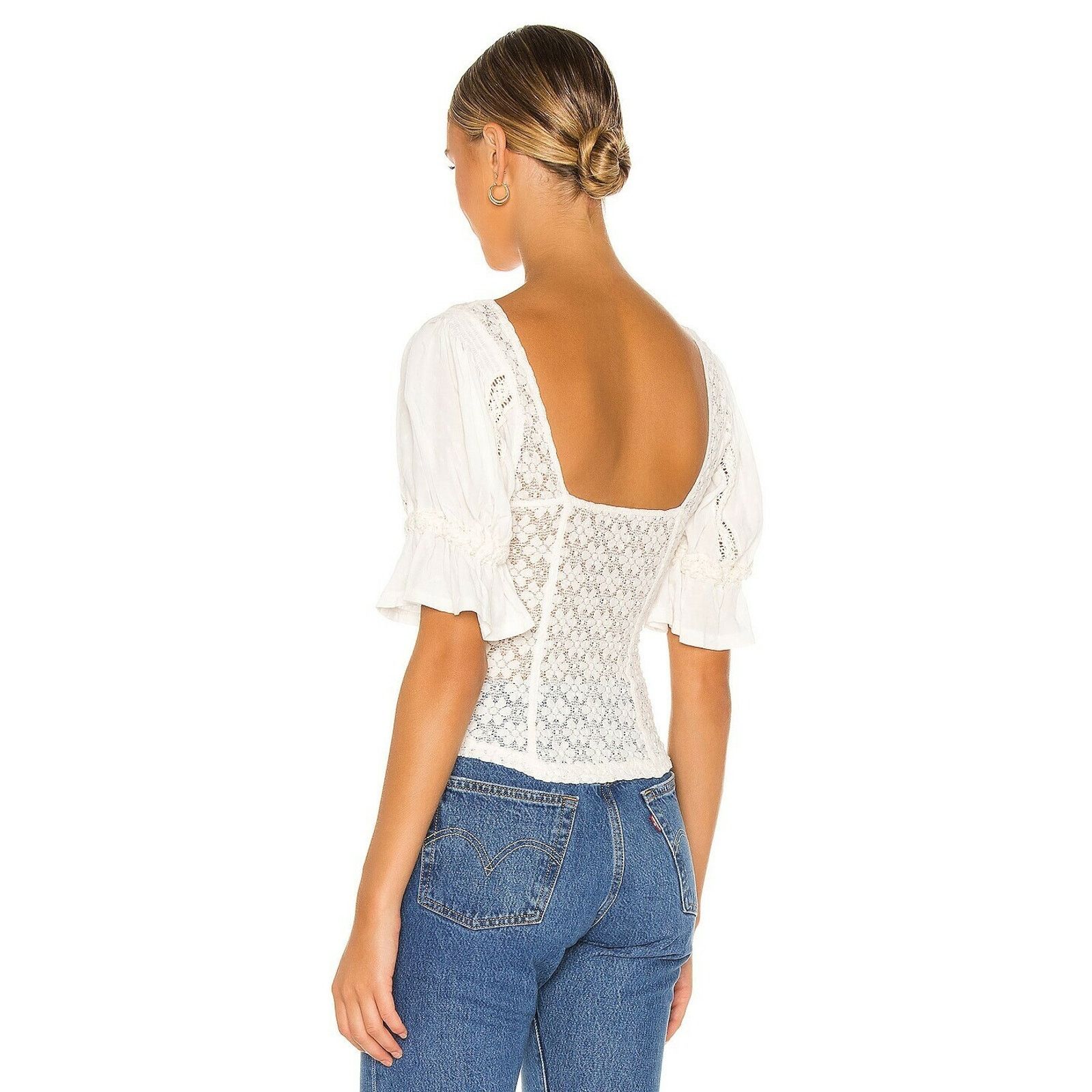 Free People Free People Spring Fling Crochet Top Ivory XL women A002088 Size XL / US 12-14 / IT 48-50 - 4 Thumbnail