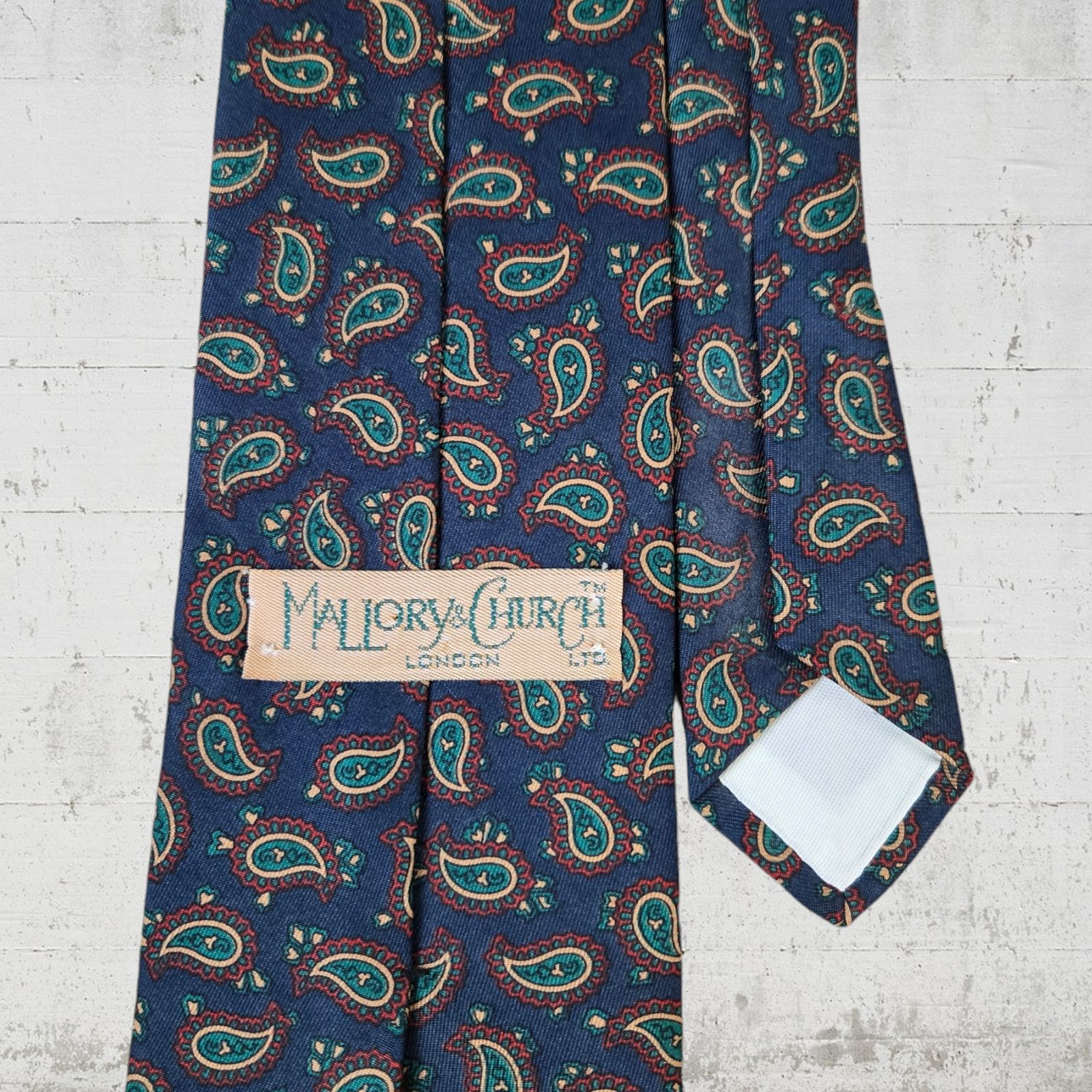 Vintage Vintage Navy Paisley Print 80s London Neck Tie Size ONE SIZE - 4 Thumbnail