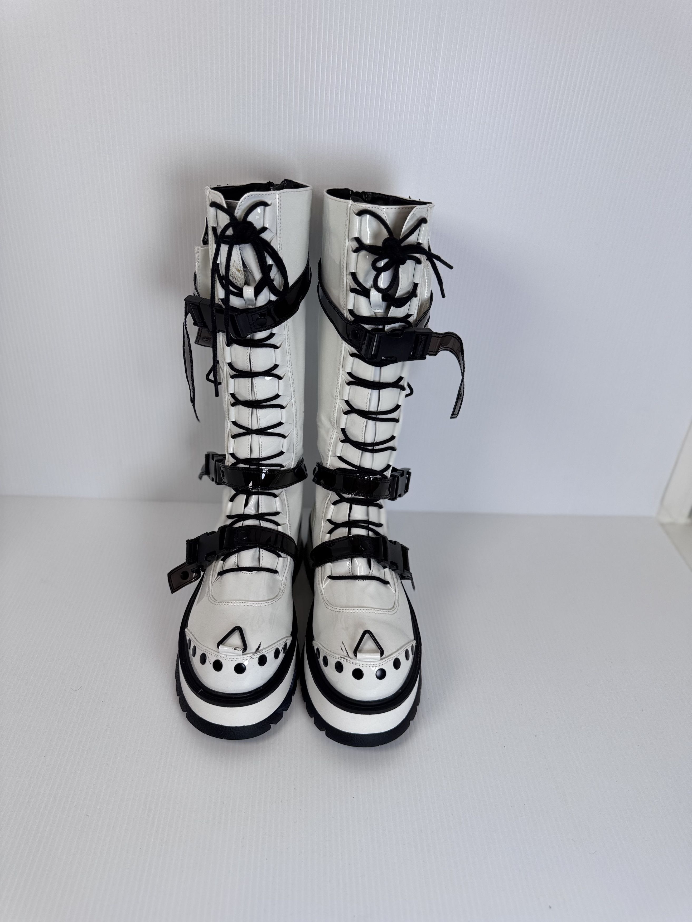 Demonia Cult Demonia Cult Slacker-260 White Knee High Punk Platform Boot Size US 12 / IT 42 - 3 Thumbnail