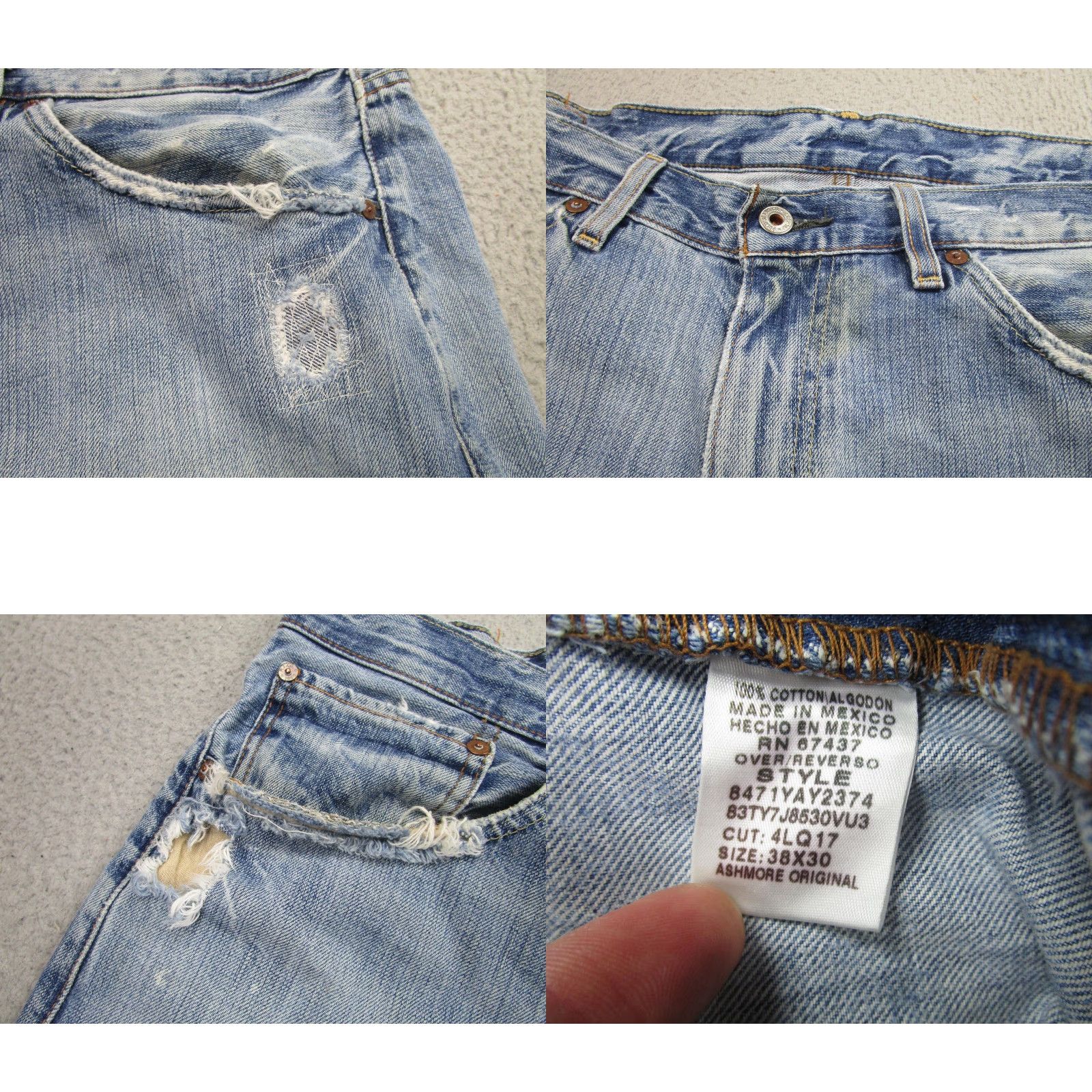 Polo Ralph Lauren VINTAGE Polo Ralph Lauren Jeans Mens 38x30 Light Blue Distressed Paint Repair Straight Relaxed Size US M / EU 48-50 / 2 - 8 Thumbnail