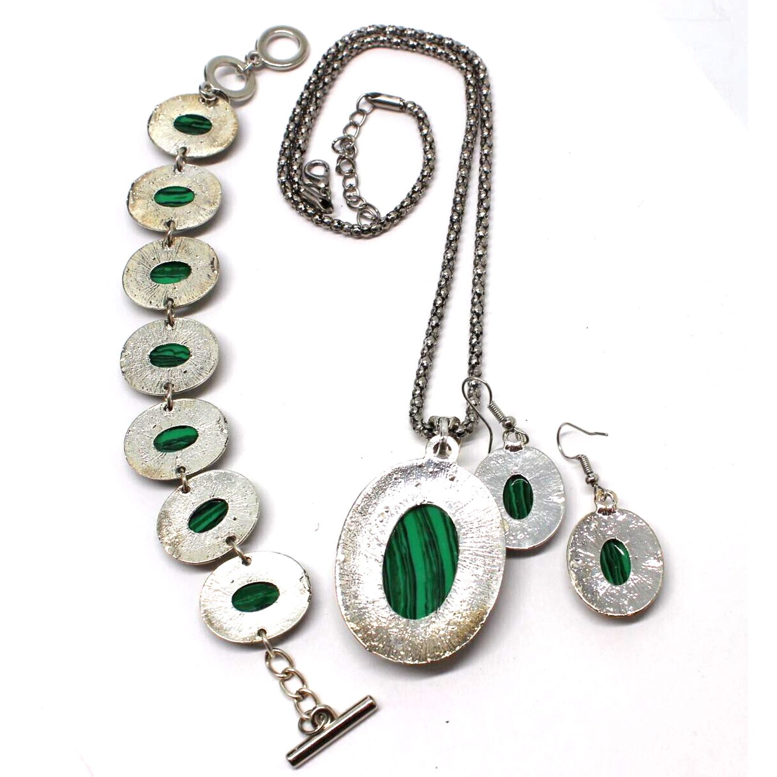 Other Faux Malechite Parure • Necklace Pendant Earrings Bracelet Size ONE SIZE - 2 Thumbnail