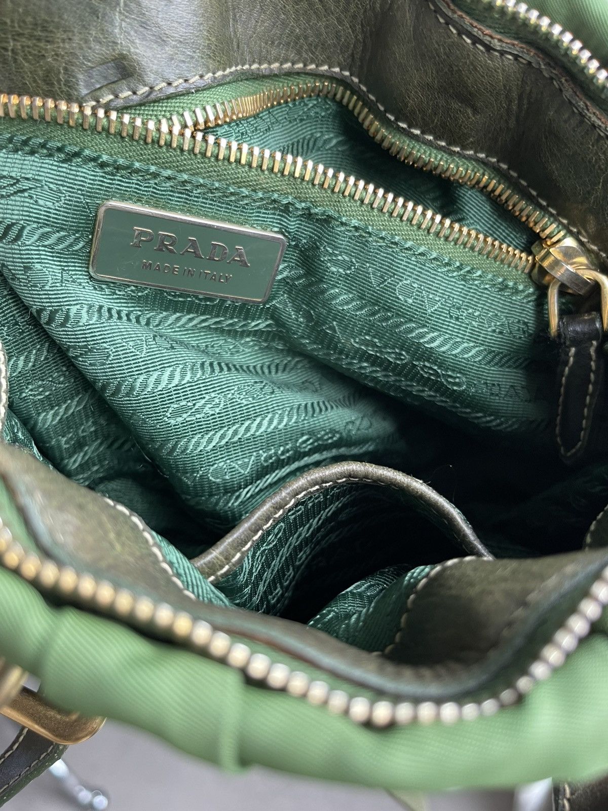 Prada Prada Ruched Nylon Handbag in Green Size ONE SIZE - 4 Thumbnail