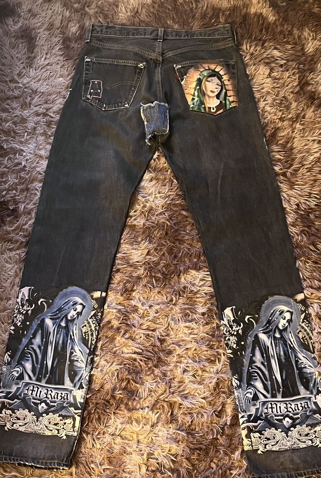 Other @thechubbychicano “BARRIO” custom levi’s patchwork jeans Size US 32 / EU 48 - 3 Thumbnail