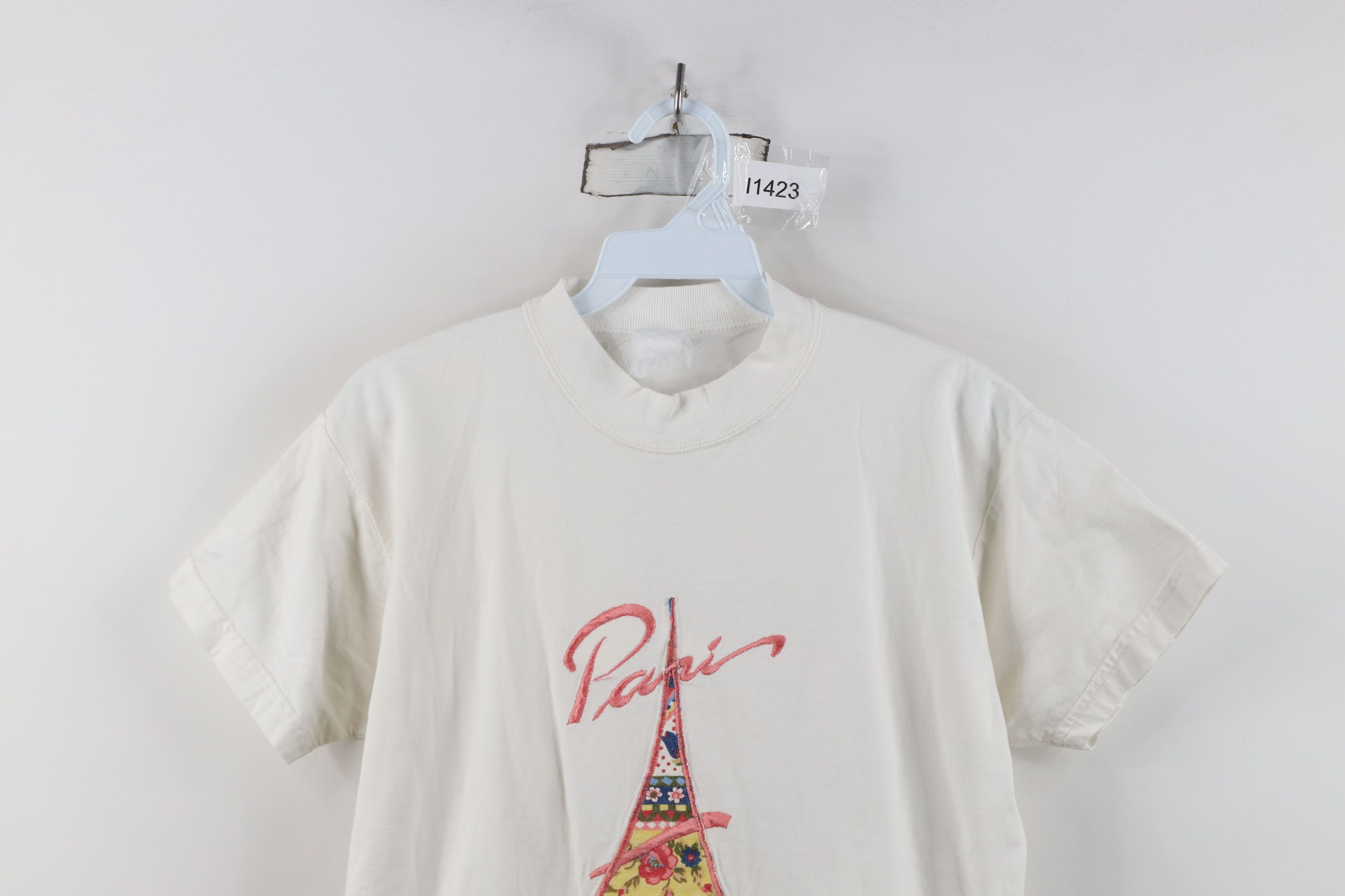 Vintage Vintage 90s Streetwear Eiffel Tower Quilt Patch T-Shirt Size S / US 4 / IT 40 - 2 Thumbnail