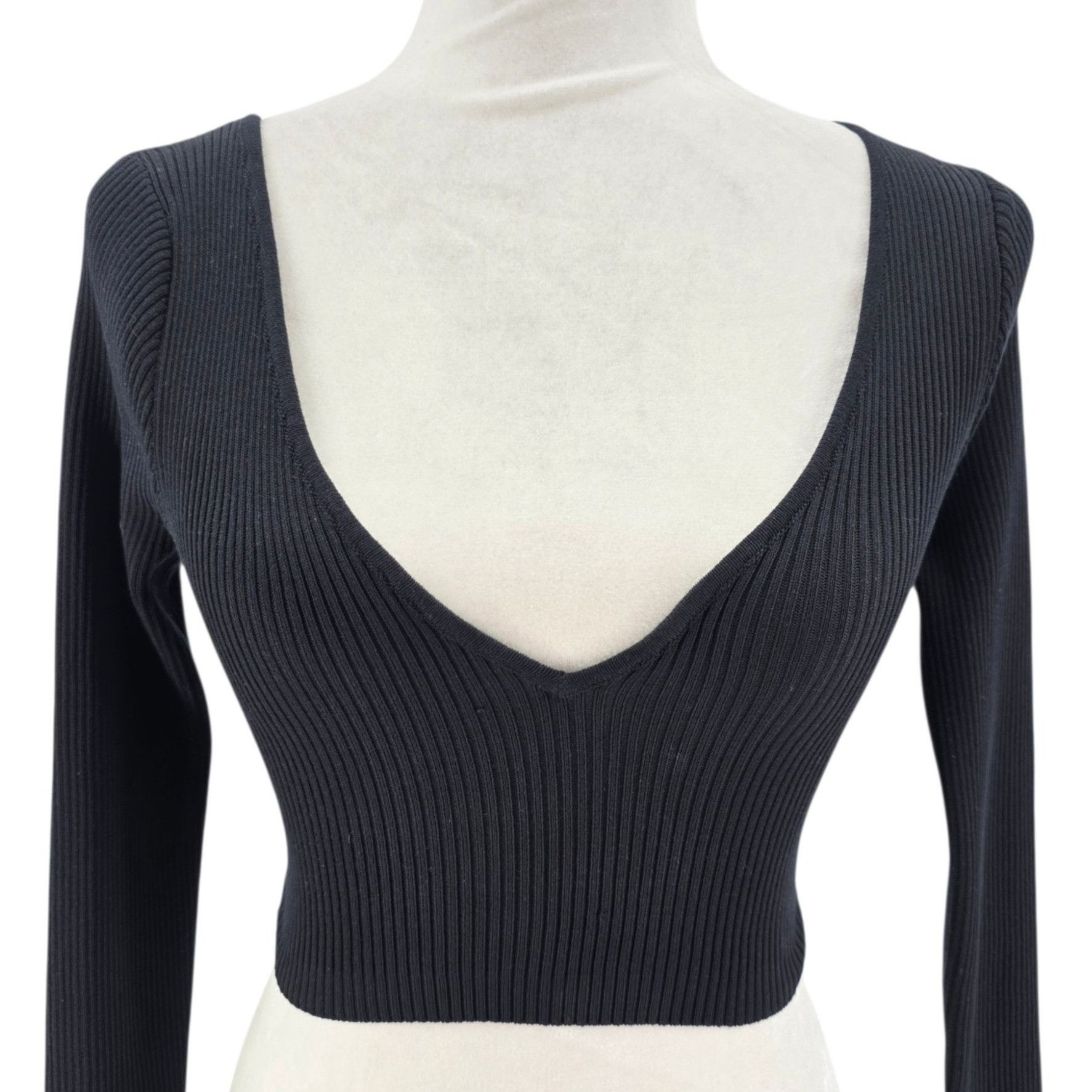Other JLUXLABEL Womens Small Top Cropped Fitted Ribbed Knit Black Size S / US 4 / IT 40 - 2 Thumbnail