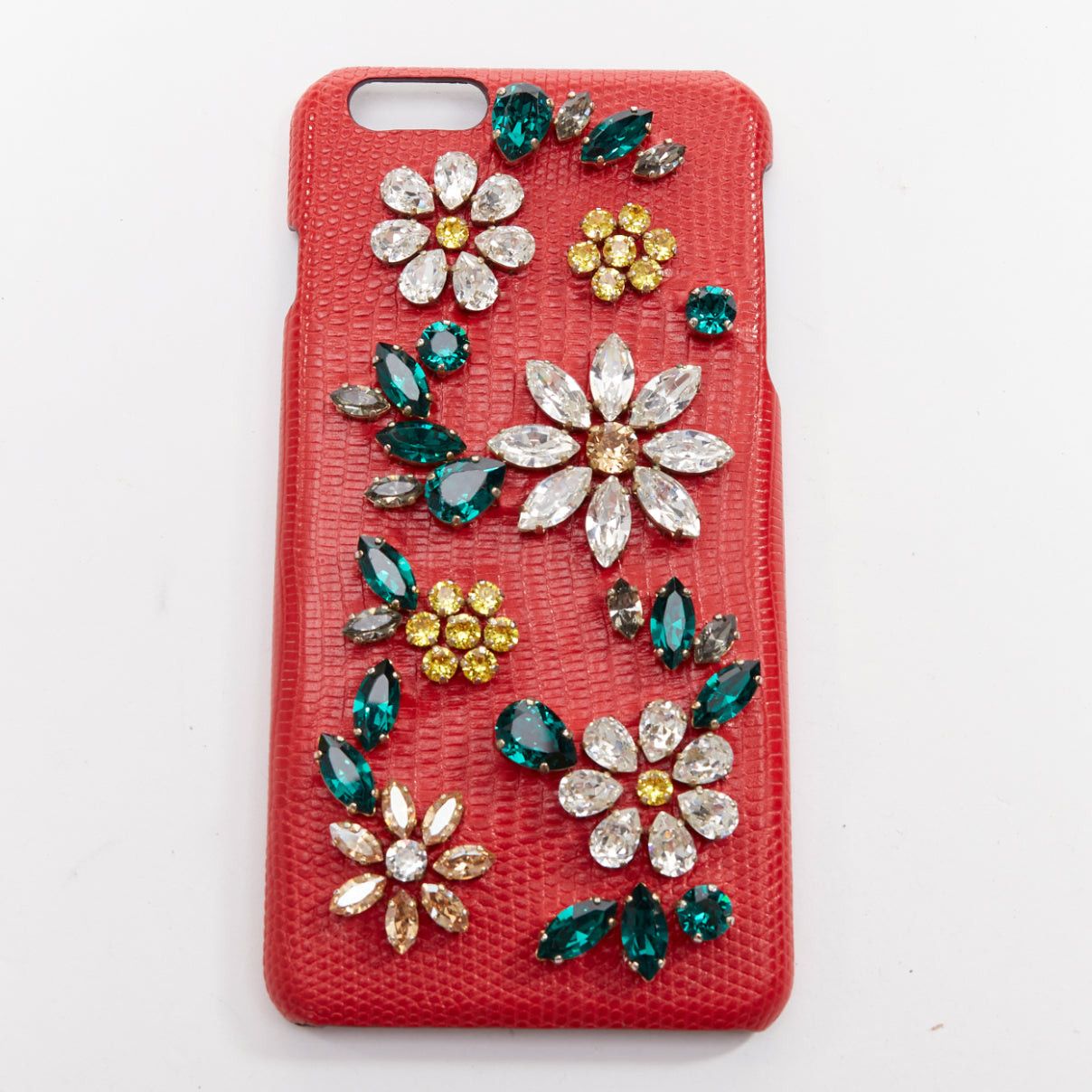 Dolce & Gabbana DOLCE GABBANA Iphone 6 red leather green yellow floral crystal cover case Size ONE SIZE - 1 Thumbnail