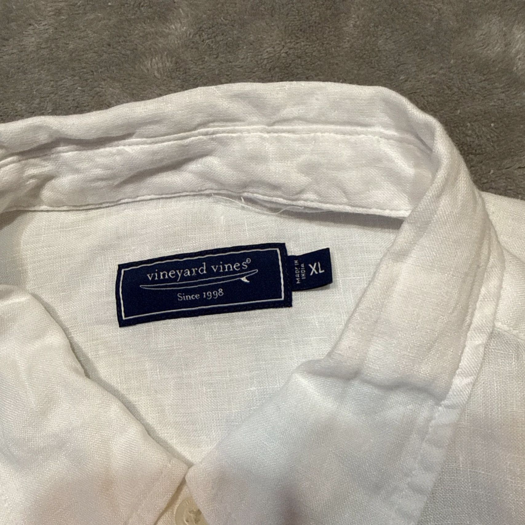 Vineyard Vines Vineyard Vines Shirt Mens XL White Surfside Solid Linen Beach Button-Down Long Sleeve Collared Beach Theme Casual Travel Regular. Size US XL / EU 56 / 4 - 3 Thumbnail