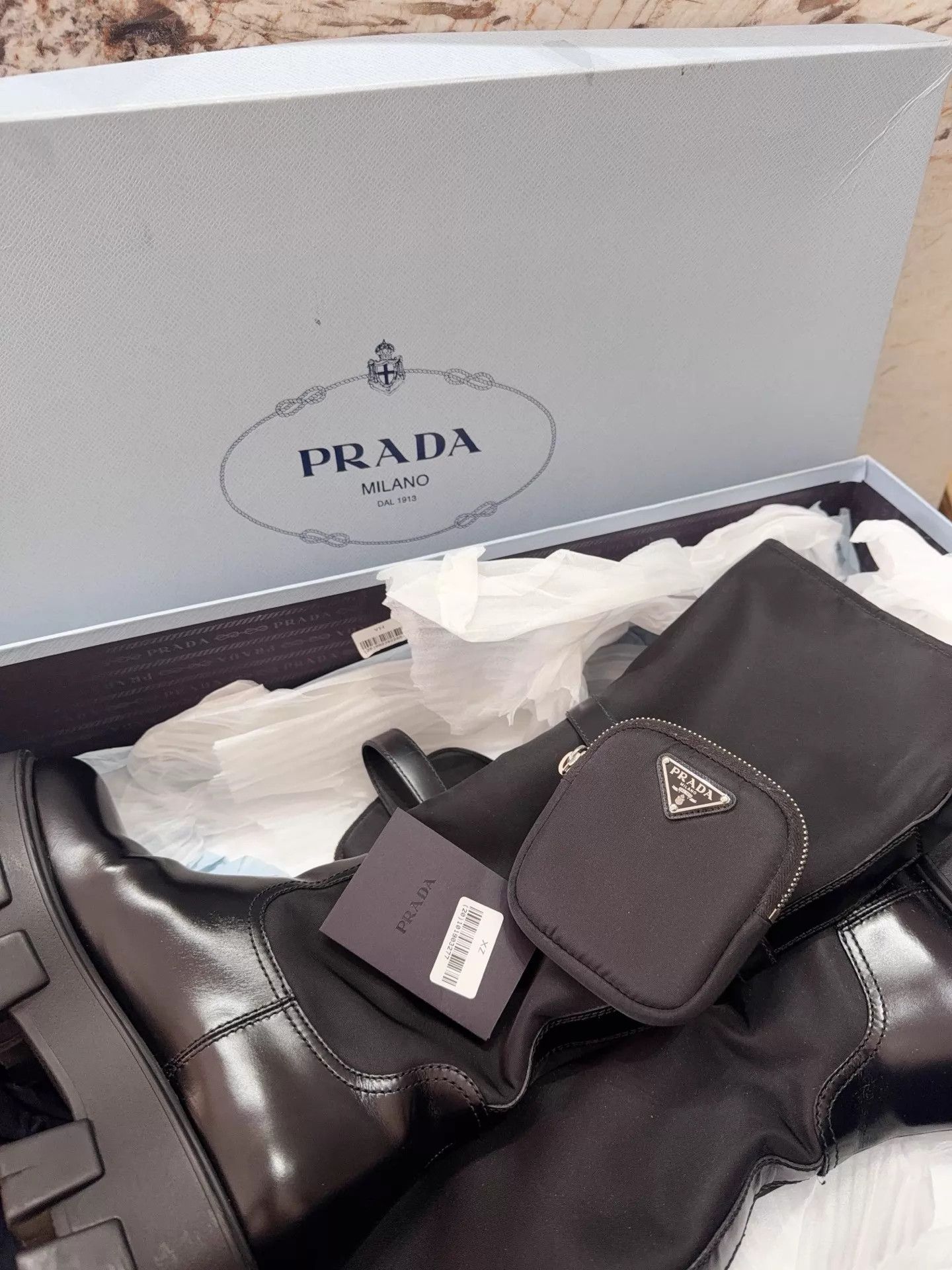 Prada Prada Nylon Tall Boots 37 98 New With Accessories Size US 6.5 / IT 36.5 - 3 Thumbnail