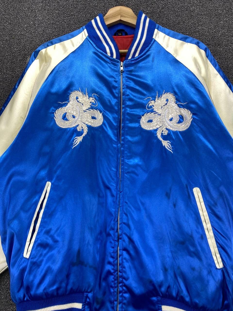 Japanese Brand Vintage 90s Sukajan Dragon Embroidery Varsity Jacket Size US L / EU 52-54 / 3 - 10 Thumbnail