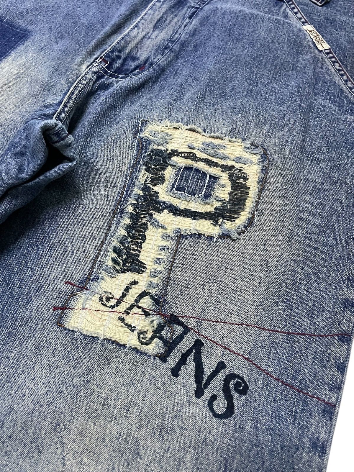 Dogtown × JNCO × Sean John Paco Deconstructed Cut & Sew Distressed Massive Baggy Jeans Size US 30 / EU 46 - 9 Thumbnail