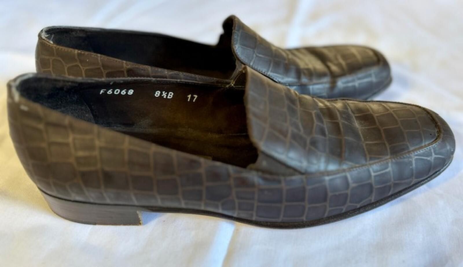Cole Haan Cole Haan Men's Brown Croc-Embossed Leather Loafers Size 8.5 Size US 8.5 / EU 41-42 - 4 Thumbnail