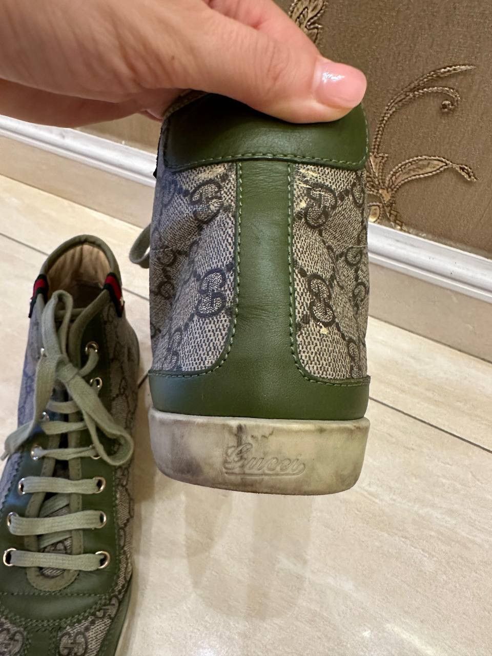 Gucci Gucci Green Leather Brown/Beige GG Supreme Sneakers Size US 6.5 / IT 36.5 - 5 Thumbnail
