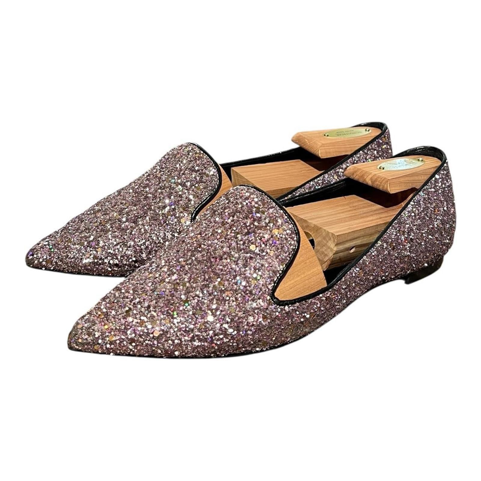 Vintage Pollice Lee Beatrice Slippers Light Pink Glitter