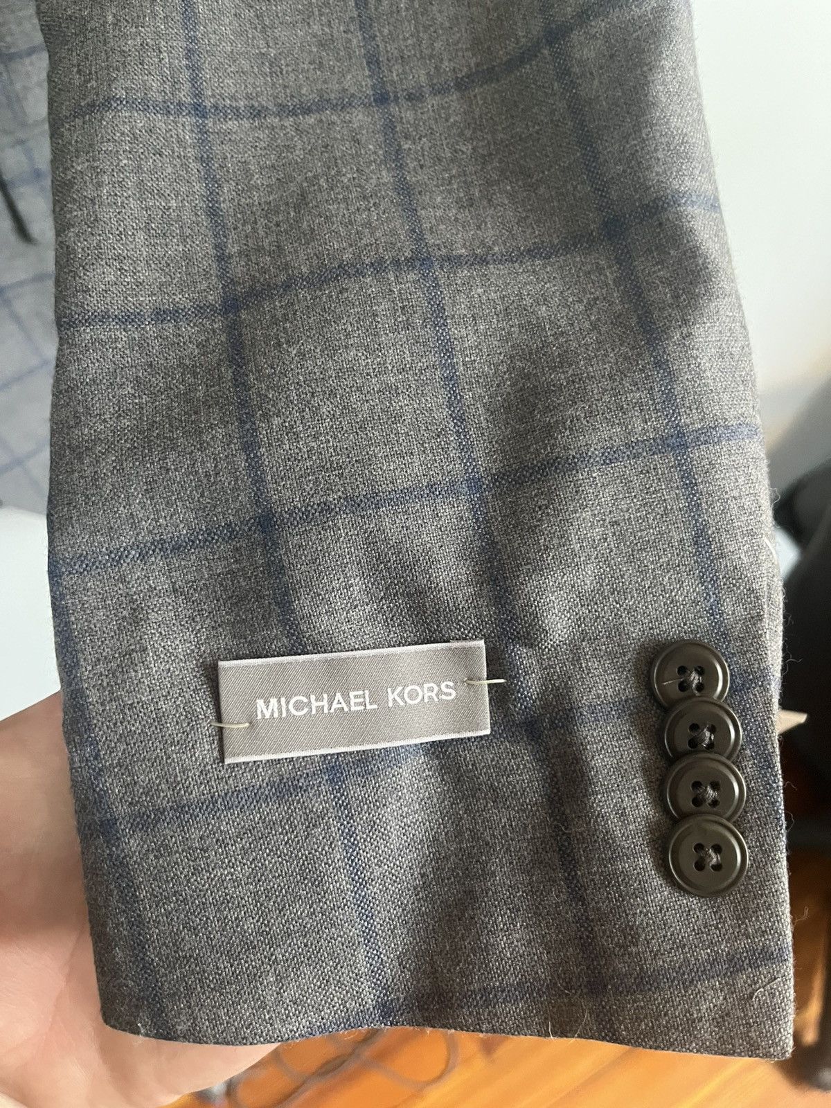 Michael Kors NWT Michael Kors grey-blue windowpane blazer Size 40R - 4 Thumbnail