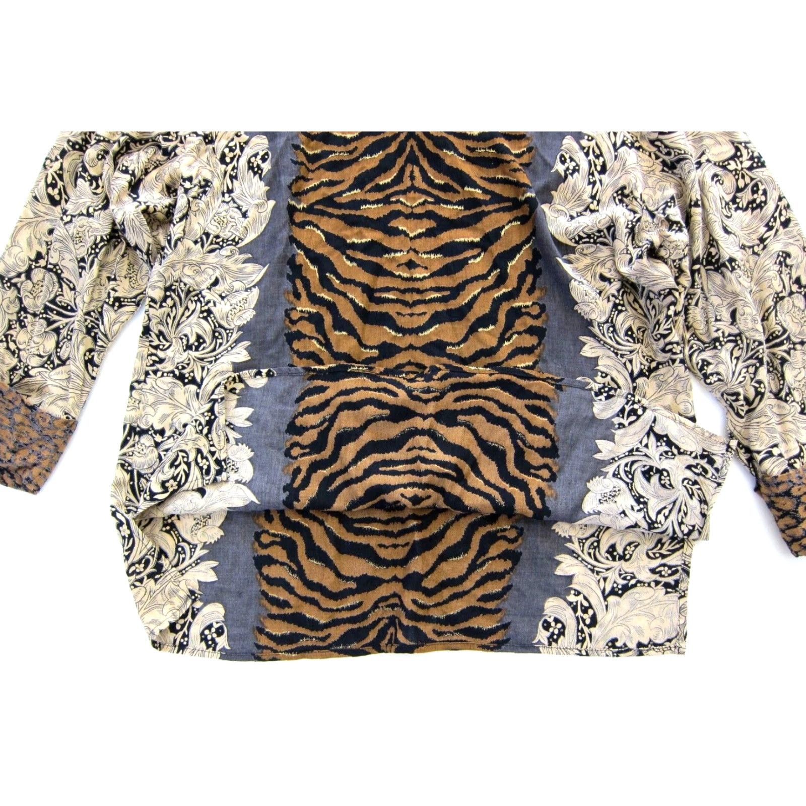 Vintage VINTAGE Carole Little Blouse Shirt Womens 6 Floral High Neck Long Sleeve Cheetah Brown Black 60s Size M / US 6-8 / IT 42-44 - 6 Thumbnail