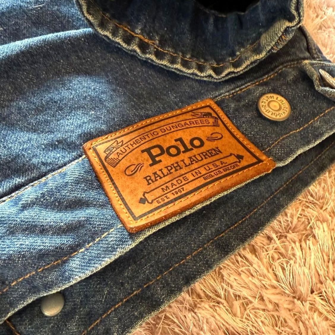 Polo Ralph Lauren 80s Ralph Lauren Country Shearling Denim Jacket Vintage Women Rare Used JAPAN Size S / US 4 / IT 40 - 7 Thumbnail