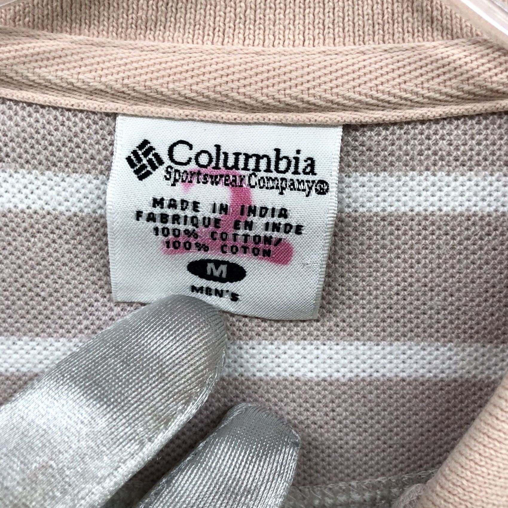 Vintage VINTAGE Columbia Polo Shirt Mens M Beige Peach Striped Short Sleeve Cotton N/A Size US M / EU 48-50 / 2 - 5 Thumbnail