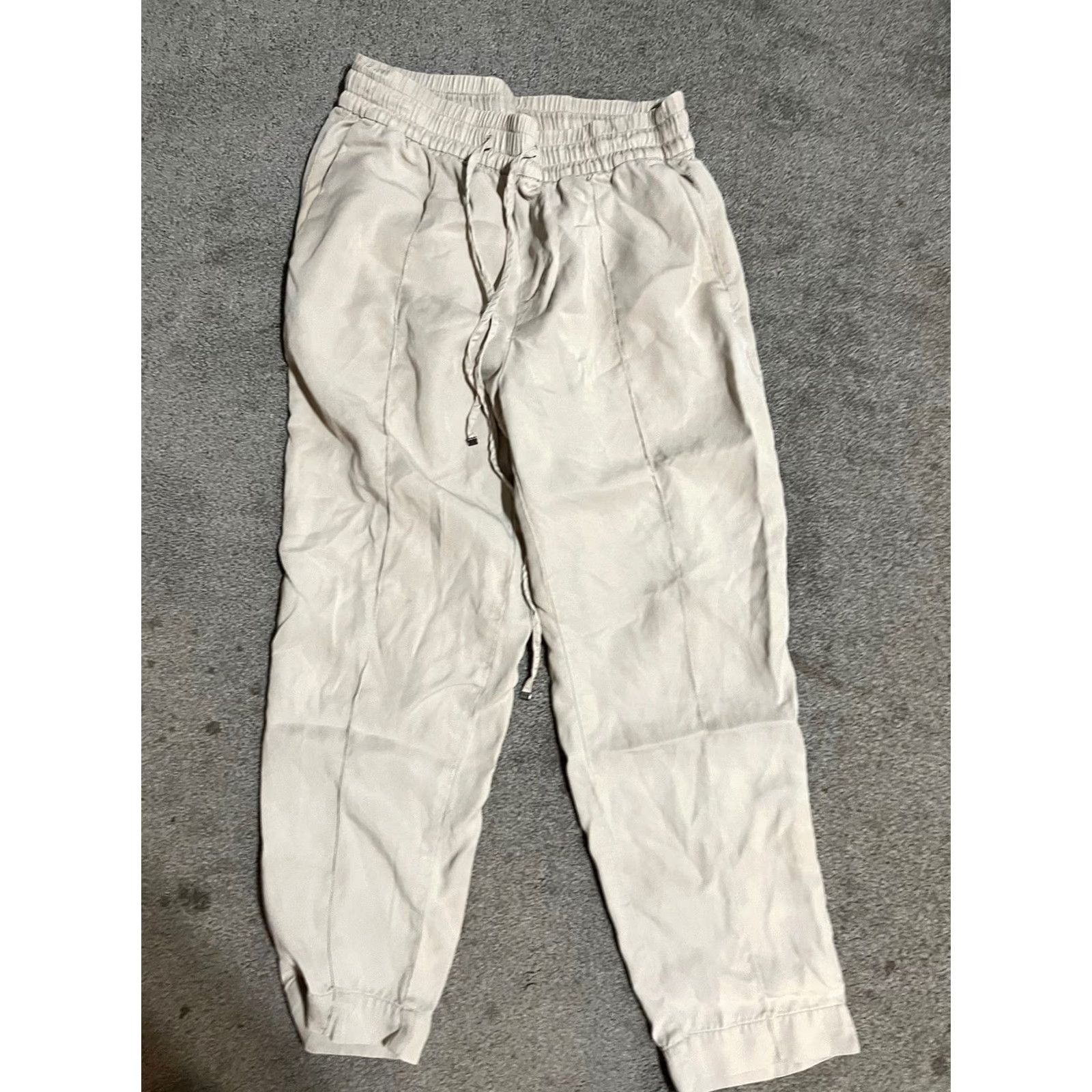 Gap Gap Beige Tencel Elastic Waist Loose Fit Pants, Womens, Size 2, Regular, Straight Leg, Drawstring Zip Closure, Bloomer Style, Solid, Vintage/Pre-owned Size 26" / US 2 / IT 38 - 2 Thumbnail