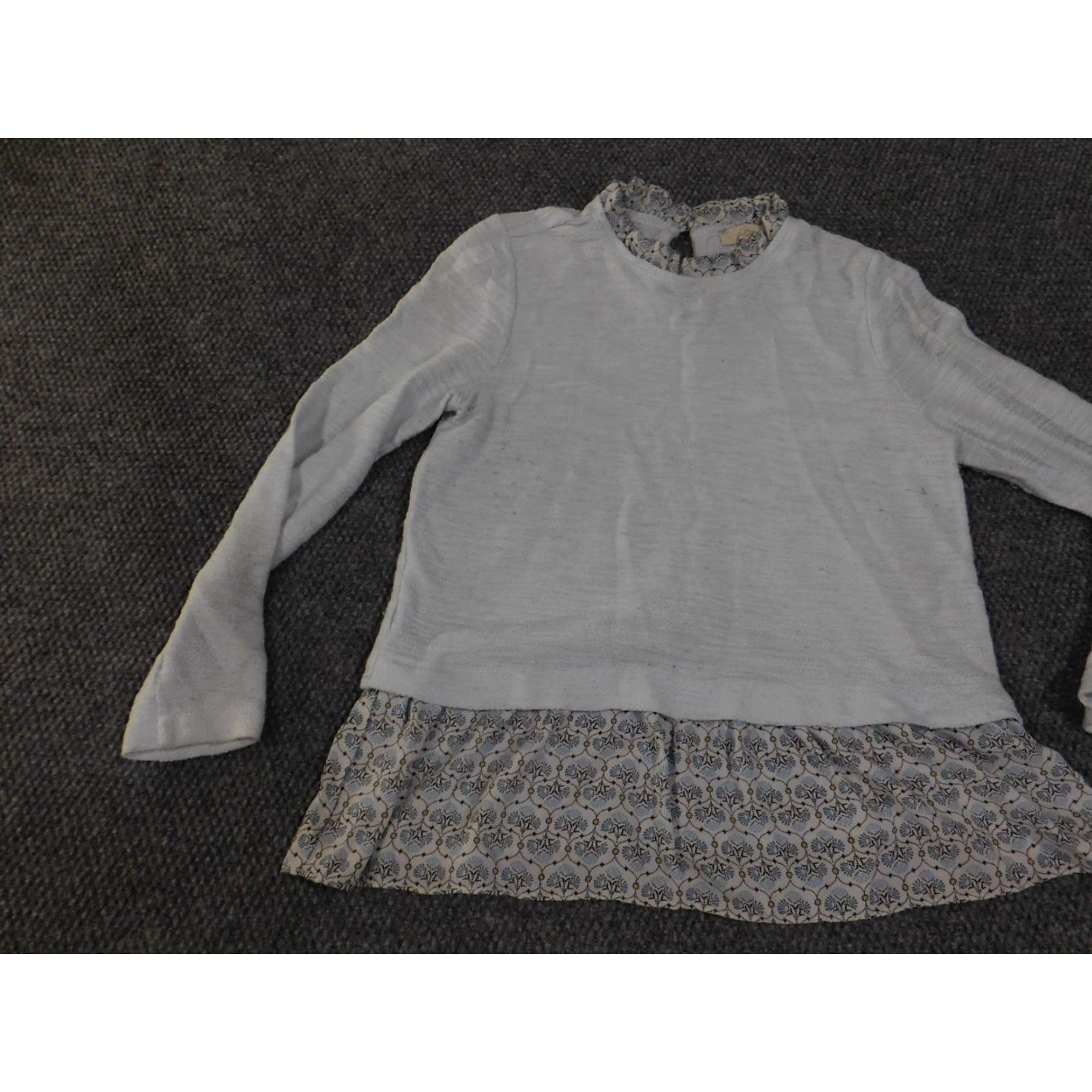Loft LOFT Sweater Womens Medium Gray Mixed Media Ruffle Hem Mock Neck Long Sleeve Size M / US 6-8 / IT 42-44 - 3 Thumbnail