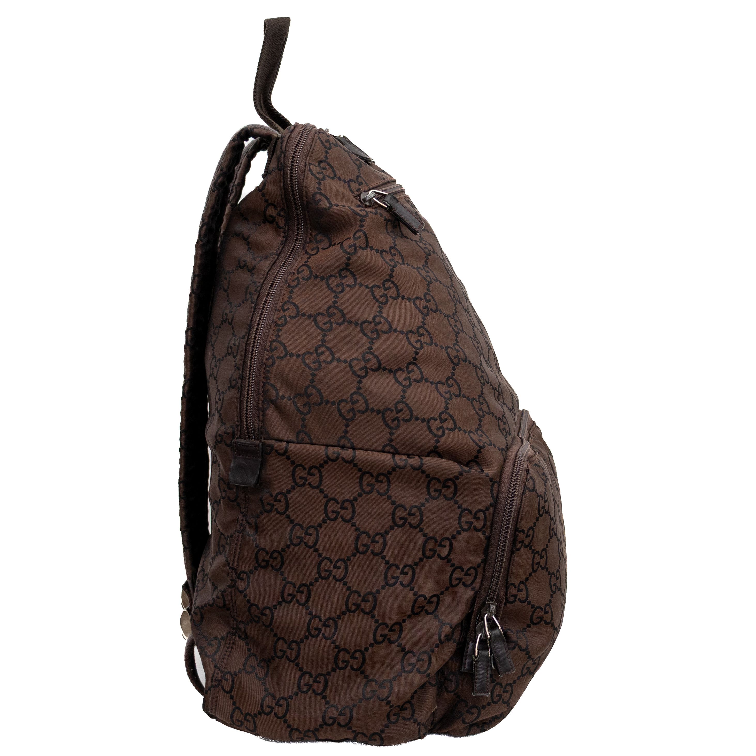 Gucci Authentic Gucci GG Monogram Brown Nylon Backpack Size ONE SIZE - 4 Thumbnail