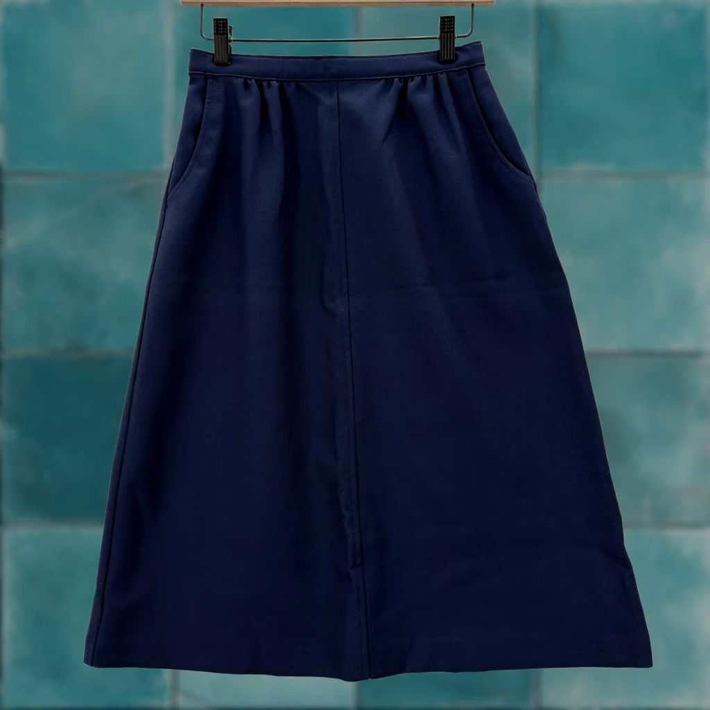 Levi's VINTAGE Levi's Skirt Womens 12 Blue Polyester A-Line Midi High Waist Twill USA Pockets Zip Size 34" / US 12 / IT 48 - 1 Thumbnail
