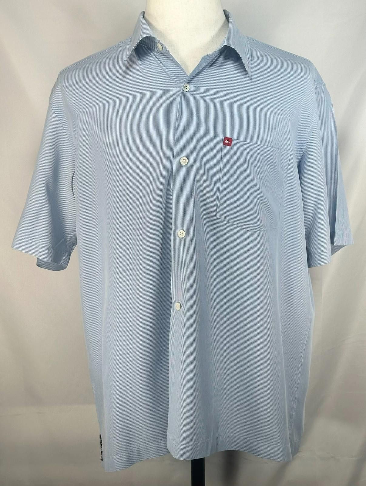 Quiksilver Quiksilver Striped Short Sleeve Button Up Shirt Blue Mens M Size US M / EU 48-50 / 2 - 1 Thumbnail