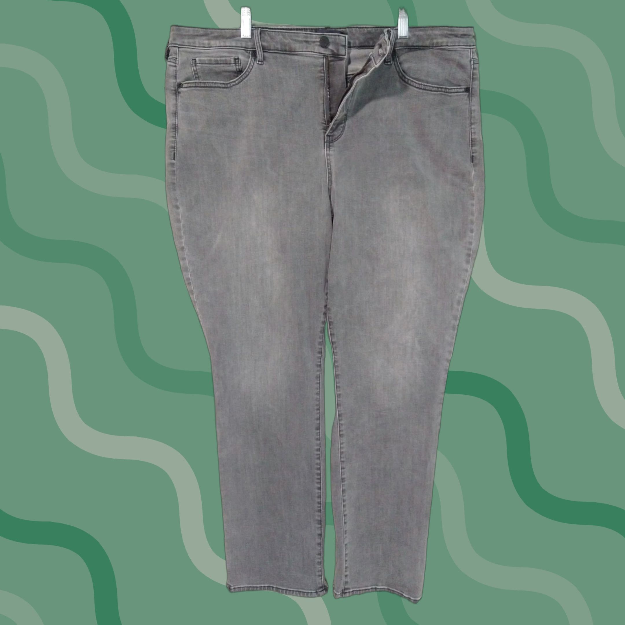 NYDJ NYDJ Jeans Womens 20W Gray Denim Sheri Slim Lift Tuck High Rise Cropped Stretch Cropped Size 42" / US 20 - 1 Thumbnail