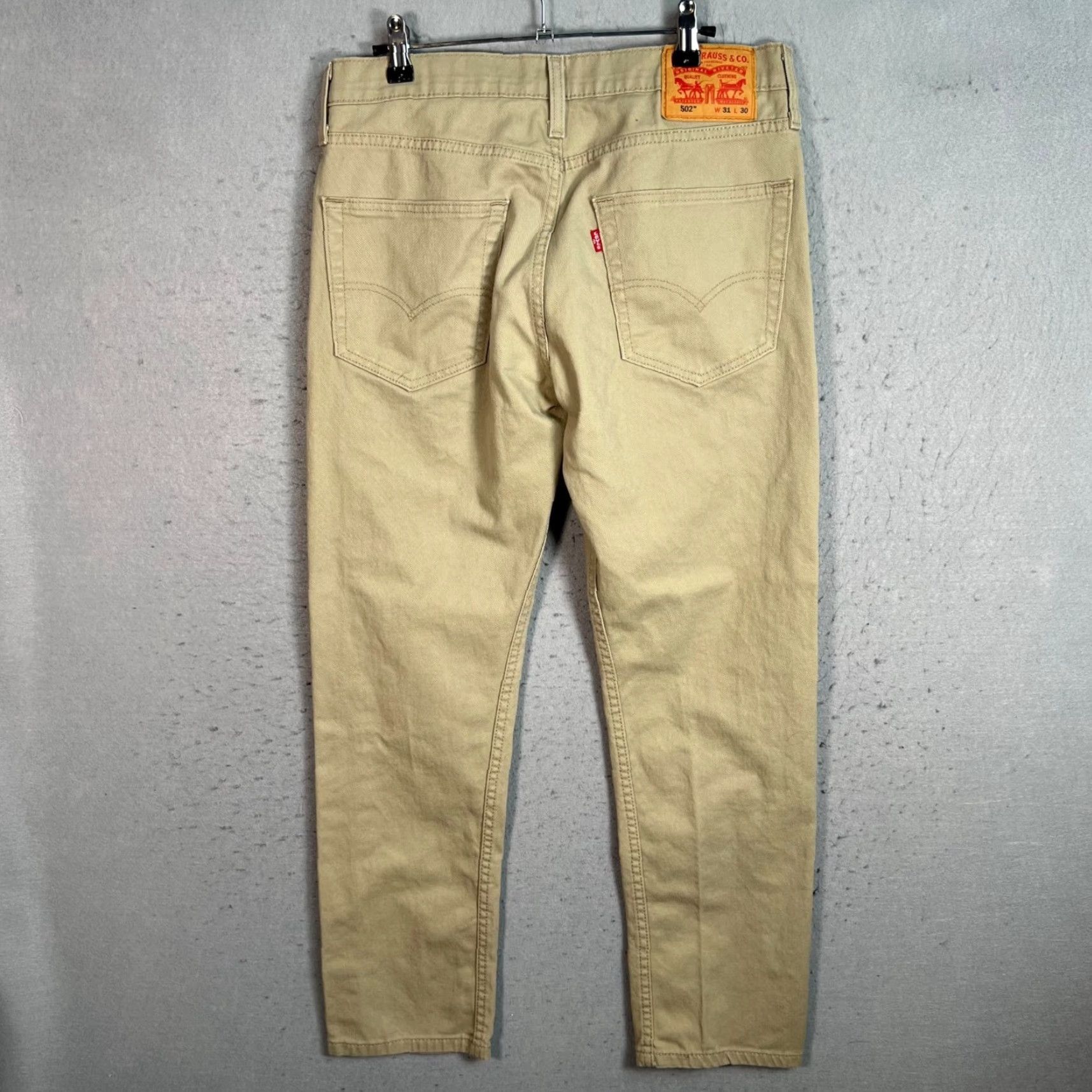 Levi's Levis 502 Jeans Mens Size 31 30Taper Fit Beige Cotton Blend Denim Size US 31 - 2 Thumbnail