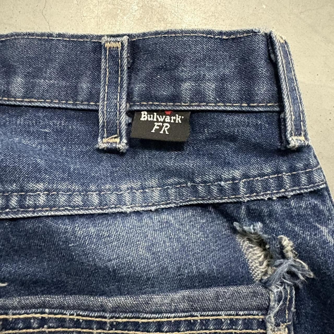 Bulwark Crazy Vintage Y2K/2000s Baggy Fire Resistant Bulwark 1980s Dark Blue Wash Denim Jeans! Size US 30 / EU 46 - 5 Thumbnail