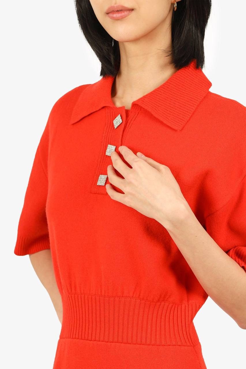 Sandro Sandro Women's Wool/Cashmere Red Knitted Mini Dress, 36/S Size S / US 4 / IT 40 - 23 Thumbnail