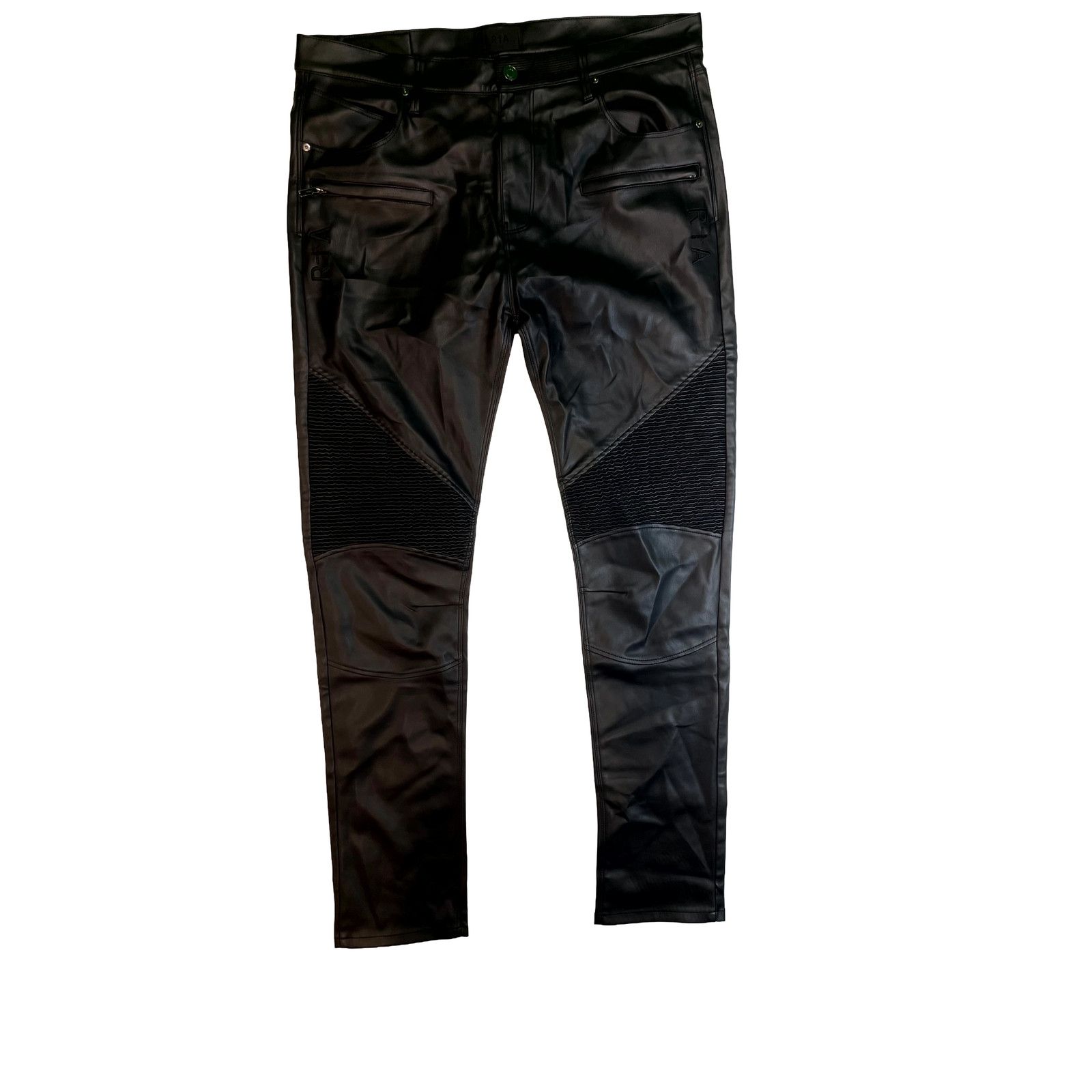 Rta RTA Leather Black Jeans Size US 34 / EU 50 - 1 Thumbnail