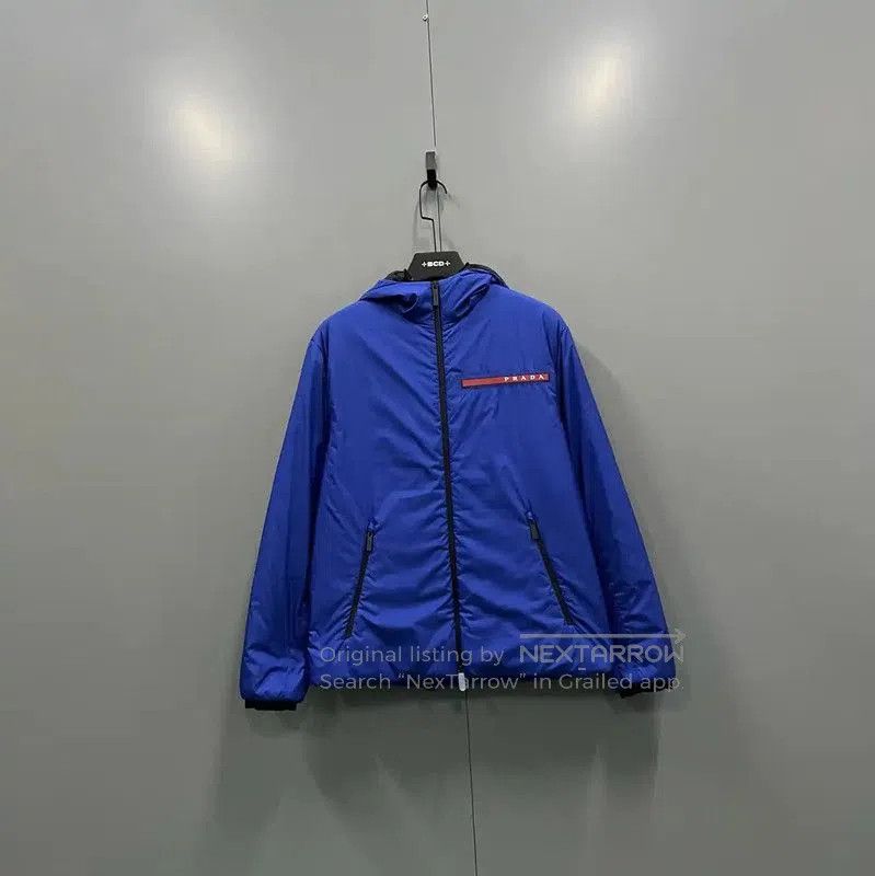 Prada Prada Blue Cotton Hooded Jacket for Men. Size US S / EU 44-46 / 1 - 1 Thumbnail