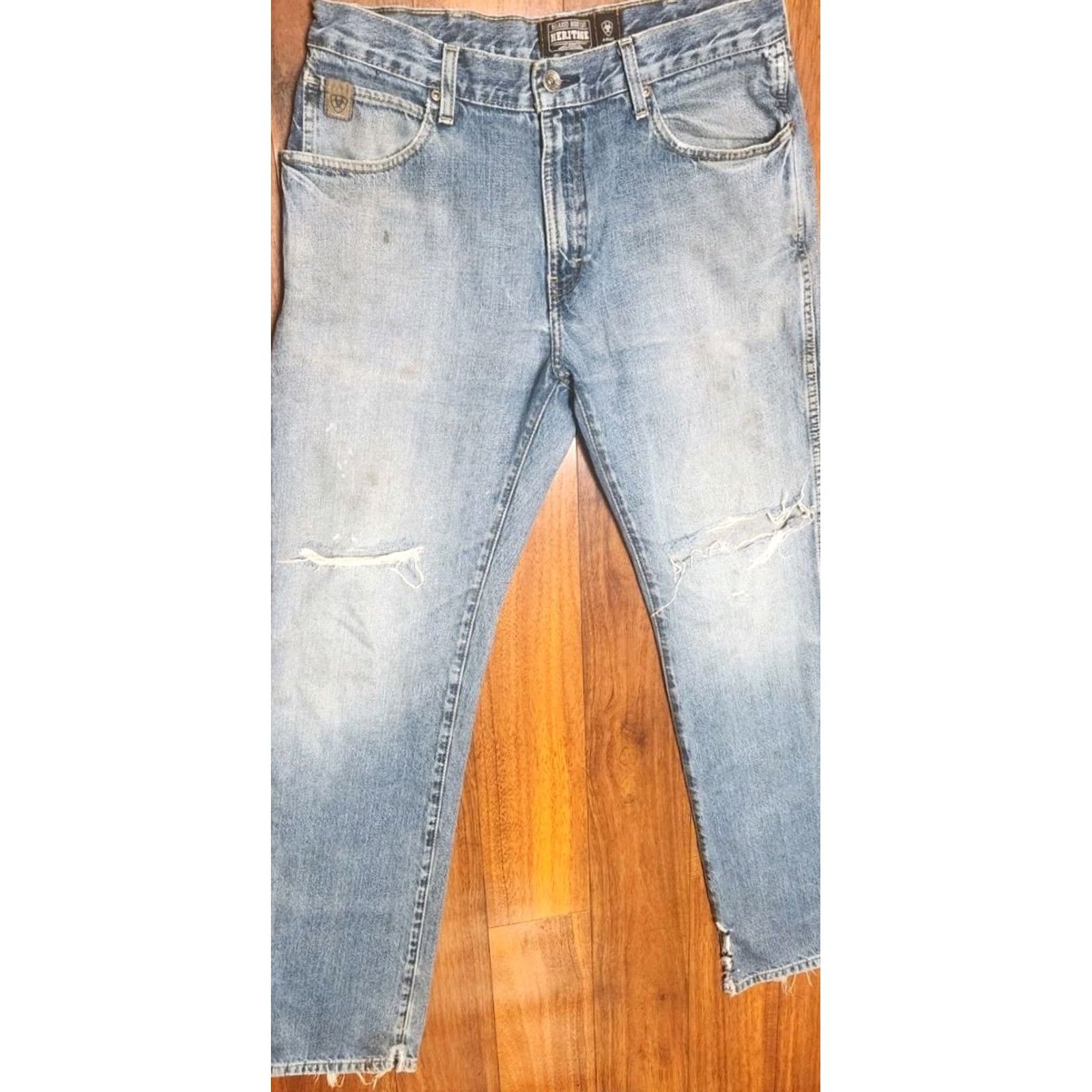Ariat Nike Shirt Mens Jeans 34x36 Distressed Boot Cut Denim Ariat Relaxed Moisture? Size US 34 / EU 50 - 3 Thumbnail