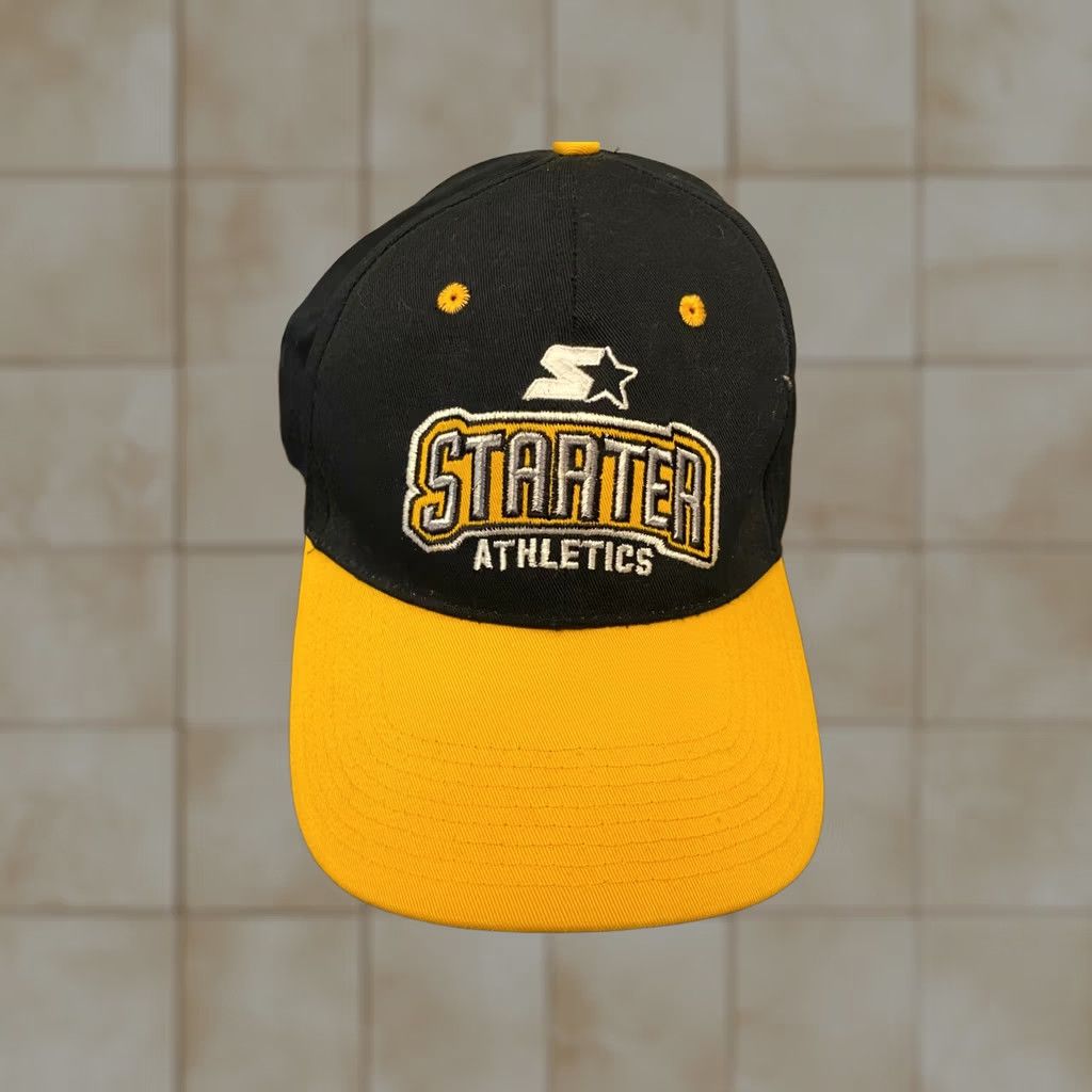 Starter VTG STARTER Athletics Logo Strapback Hat black White 90s Hip Hop Mens Caps Size One Size Size ONE SIZE - 1 Thumbnail