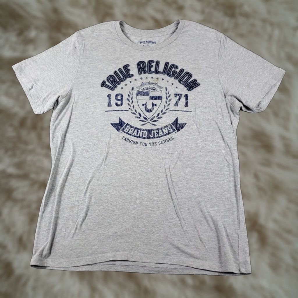 True Religion True Religion Shirt Mens XL Gray Casual Short Sleeve Graphic Size US XL / EU 56 / 4 - 1 Thumbnail