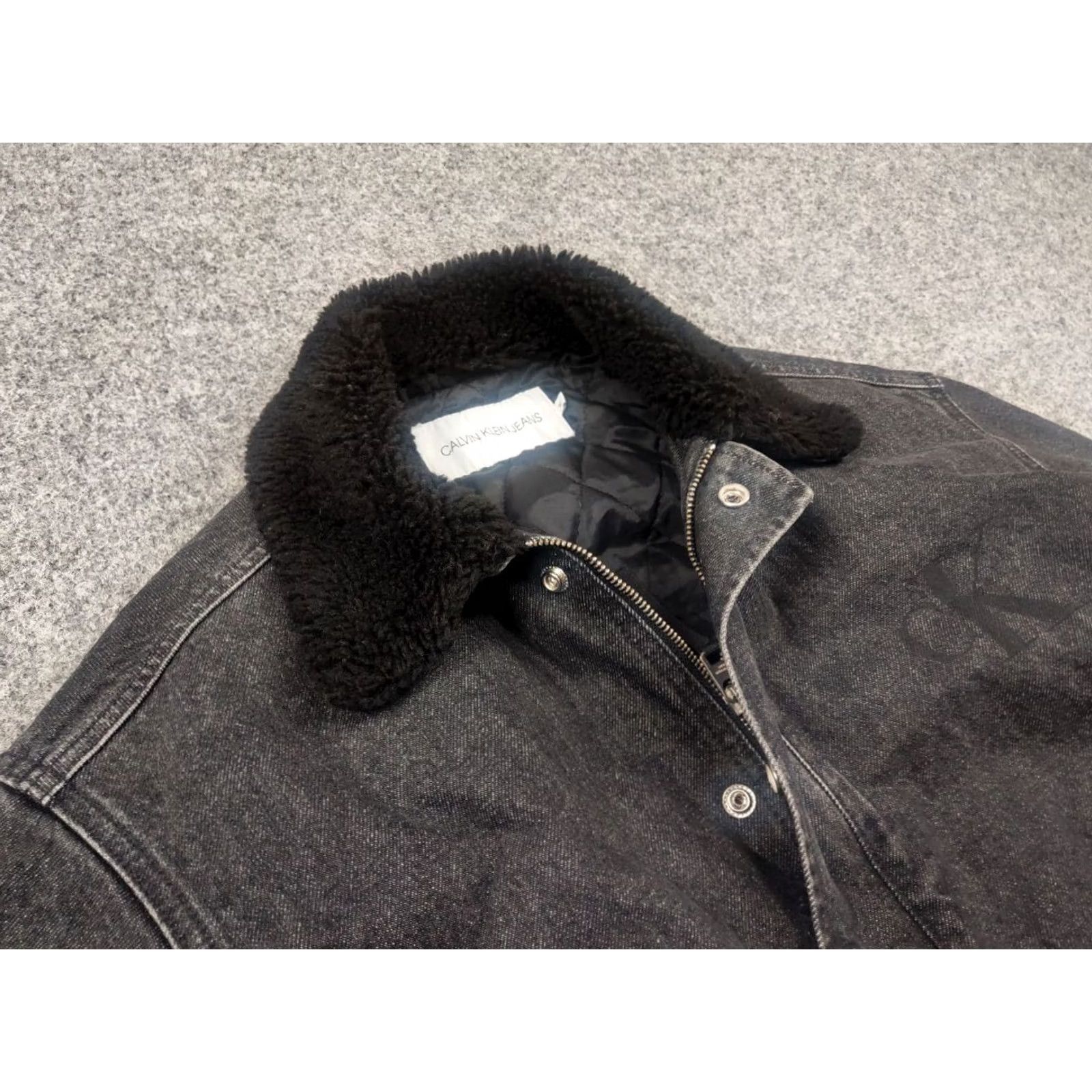 Calvin Klein Calvin Klein Jeans Sherpa Flight Bomber Jacket Denim Black Pocket Raf Style Size US 31 - 6 Thumbnail