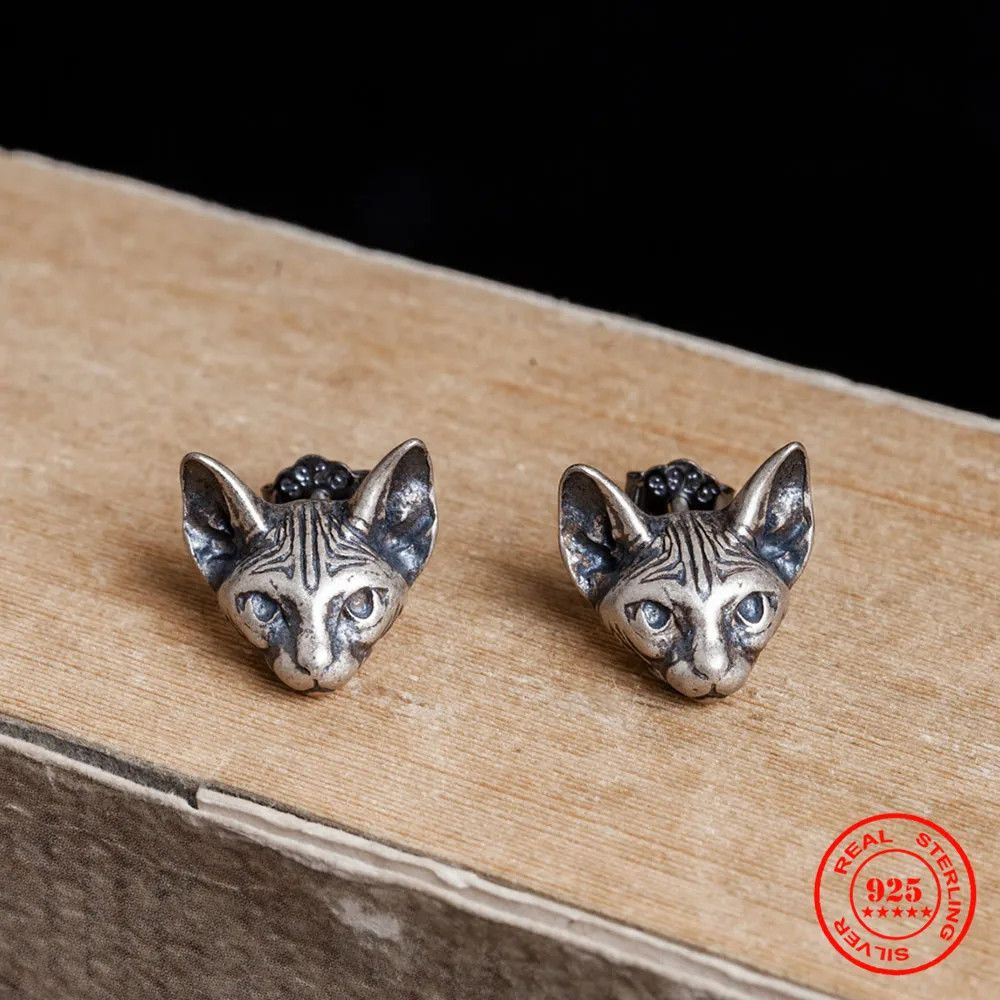 Jewelry Tiny Cat Stud Earrings 925 Sterling Ear Charms Gift Size ONE SIZE - 2 Thumbnail