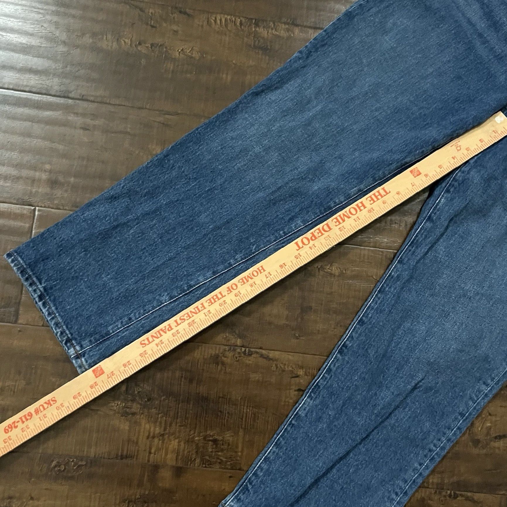 Madewell Madewell Jeans Womens 32x28 High Rise Blue Whiskers Distressed Pockets Stretch Jeans Straight 32 Regular Womens Size 24" / US 00 / IT 34 - 4 Thumbnail