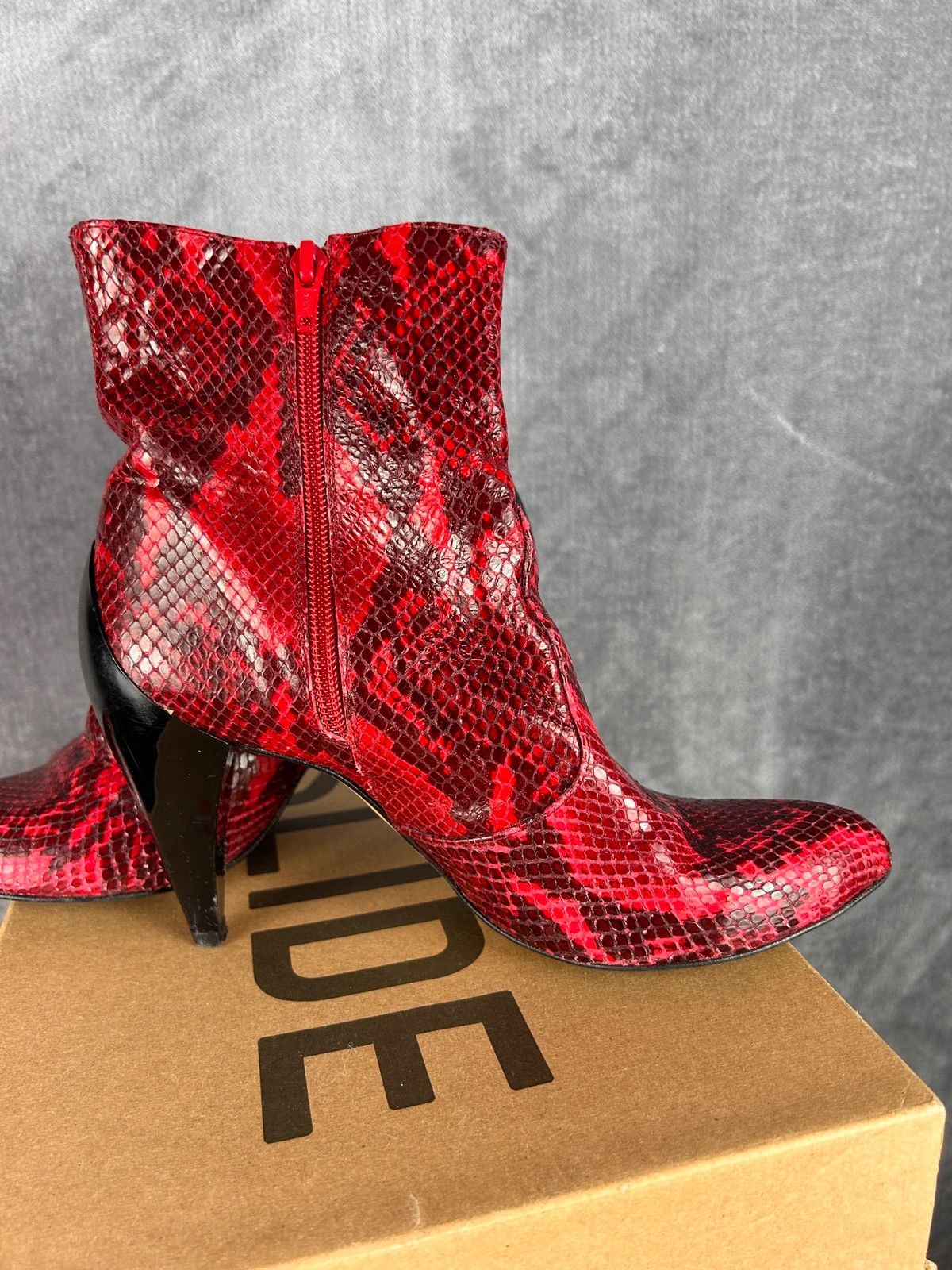 Designer × Faith Connexion Faith snake skin heels red with zip Size US 8 / IT 38 - 7 Thumbnail