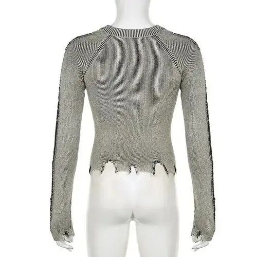 Japanese Brand Ripped Vintage Sweater Size ONE SIZE - 3 Thumbnail