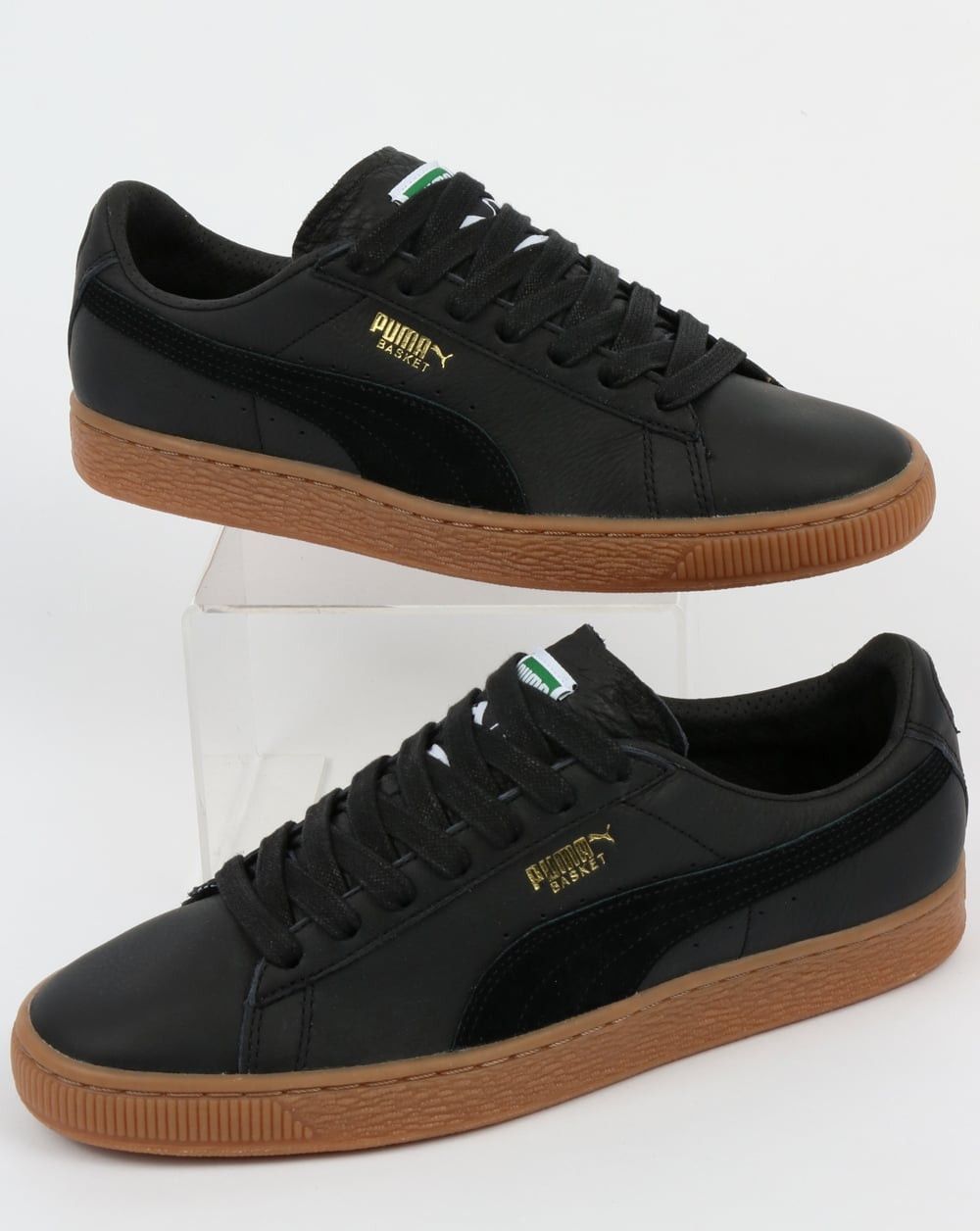 Puma BASKET CLASSIC GUM DELUXE BLACK LEATHER SUEDE TRAINERS Grailed