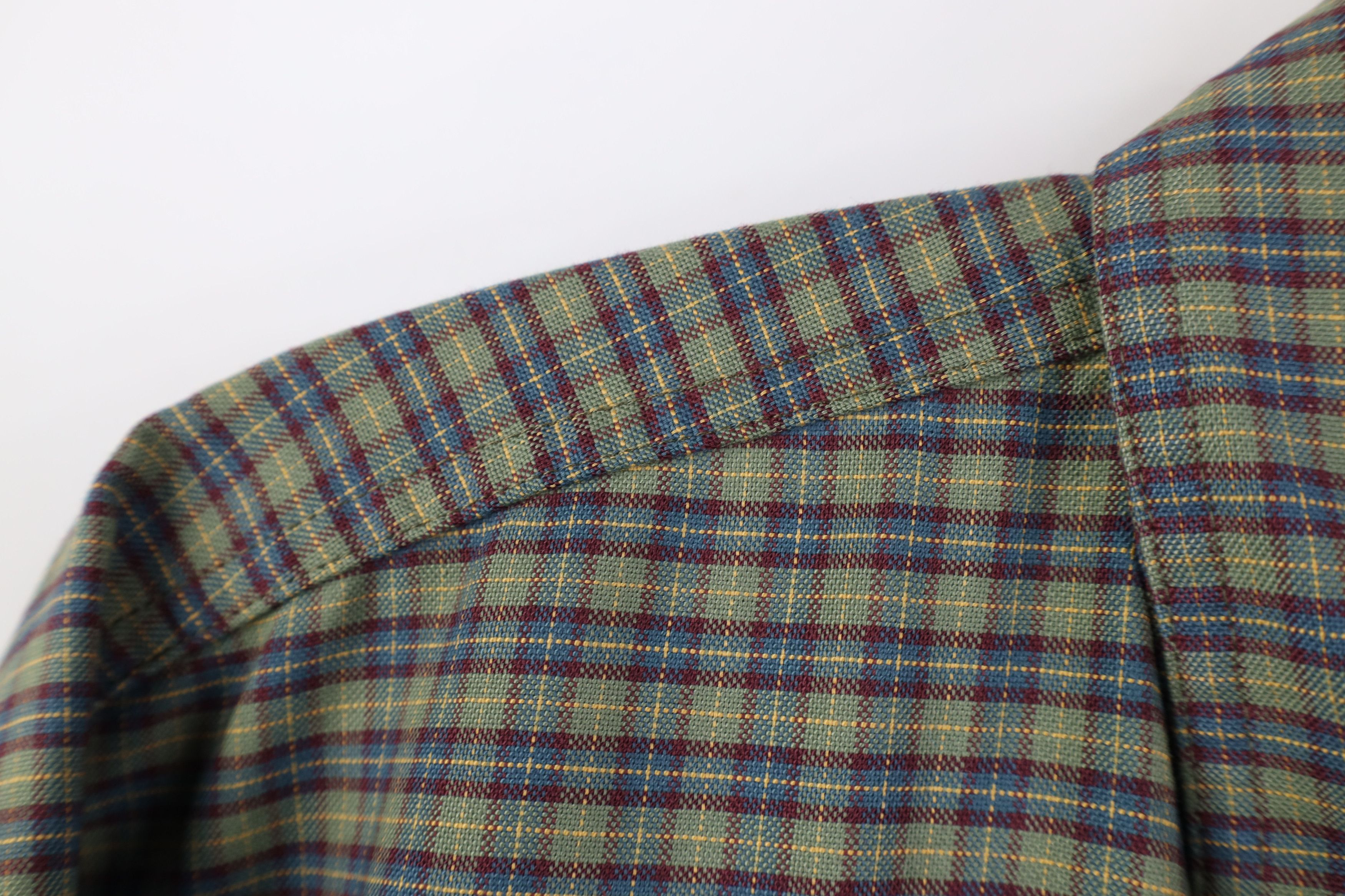 L.L. Bean Vintage 90s LL Bean Button Down Shirt Green Plaid USA Size US L / EU 52-54 / 3 - 8 Thumbnail