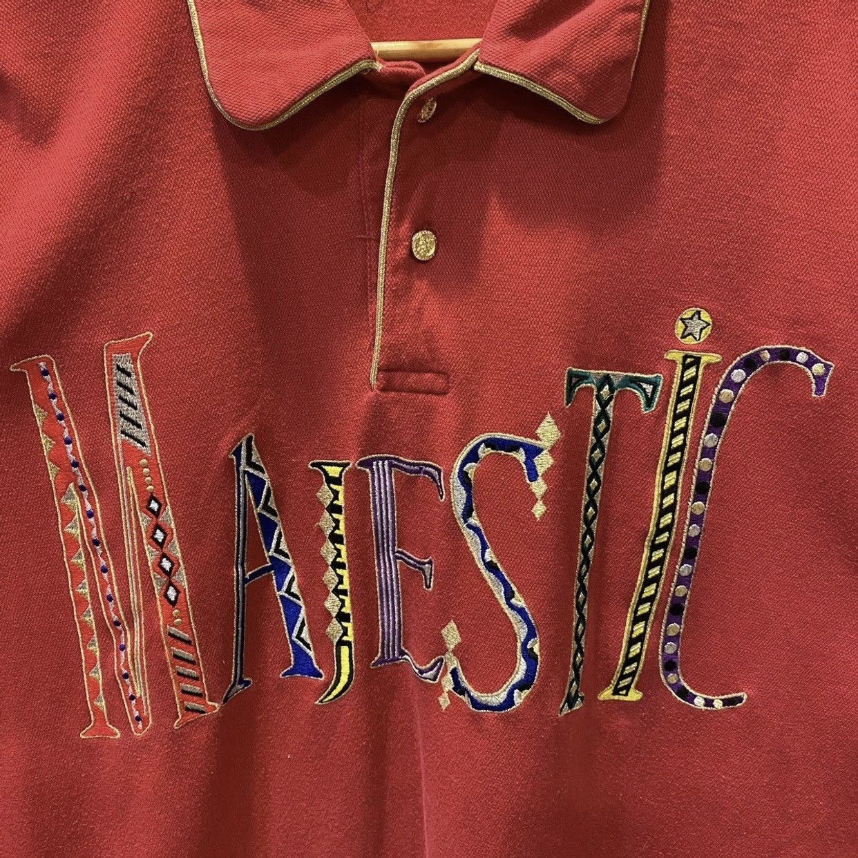 Japanese Brand Majestic Japanese Brand Spell Out Collared Button Up Size US L / EU 52-54 / 3 - 3 Thumbnail
